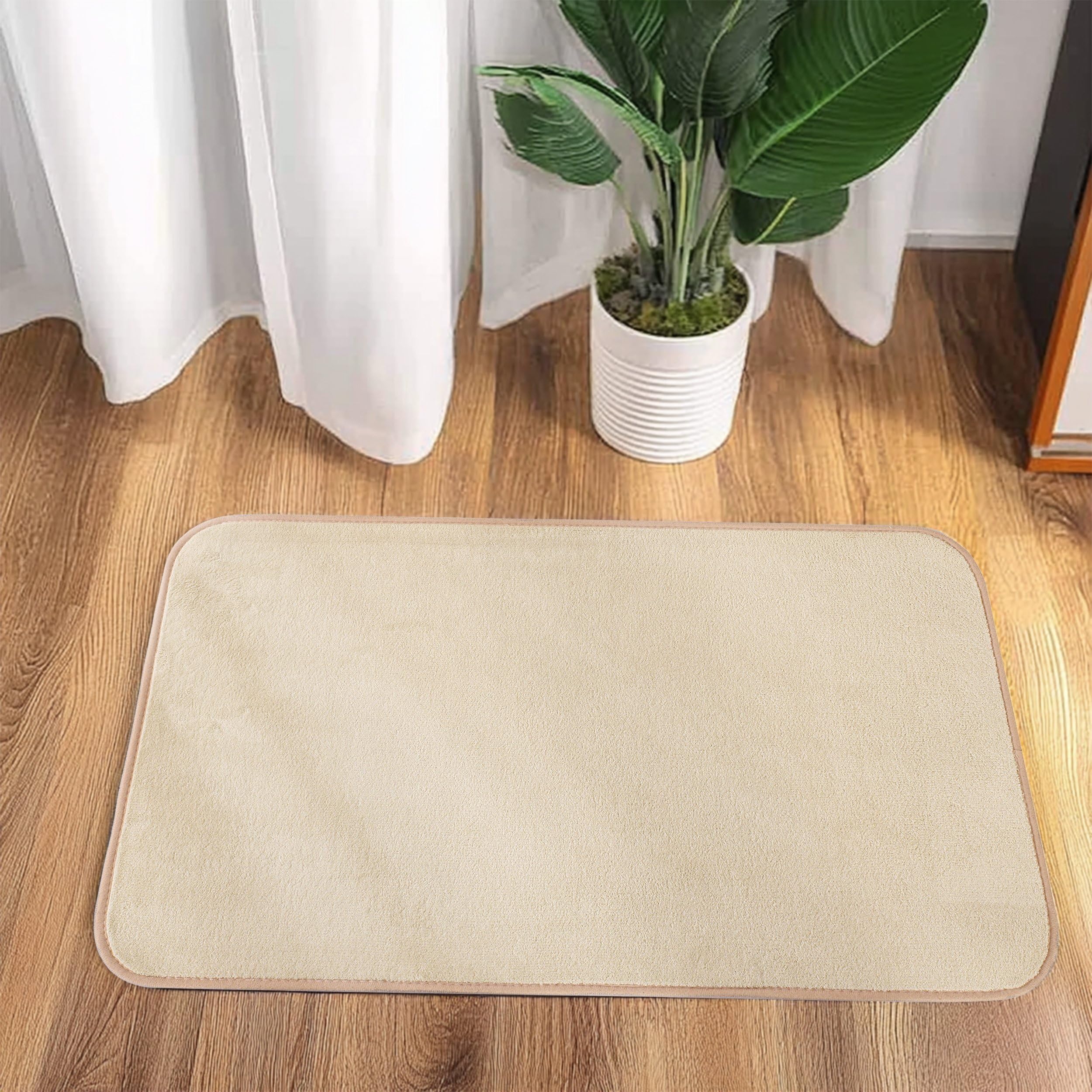 DALINA Textil - Alfombra Decorativa de Pelo Corto Extra Suave -Alfombra Antideslizante para Salón Dormitorio Rectangular 40 x 60 cm Beige