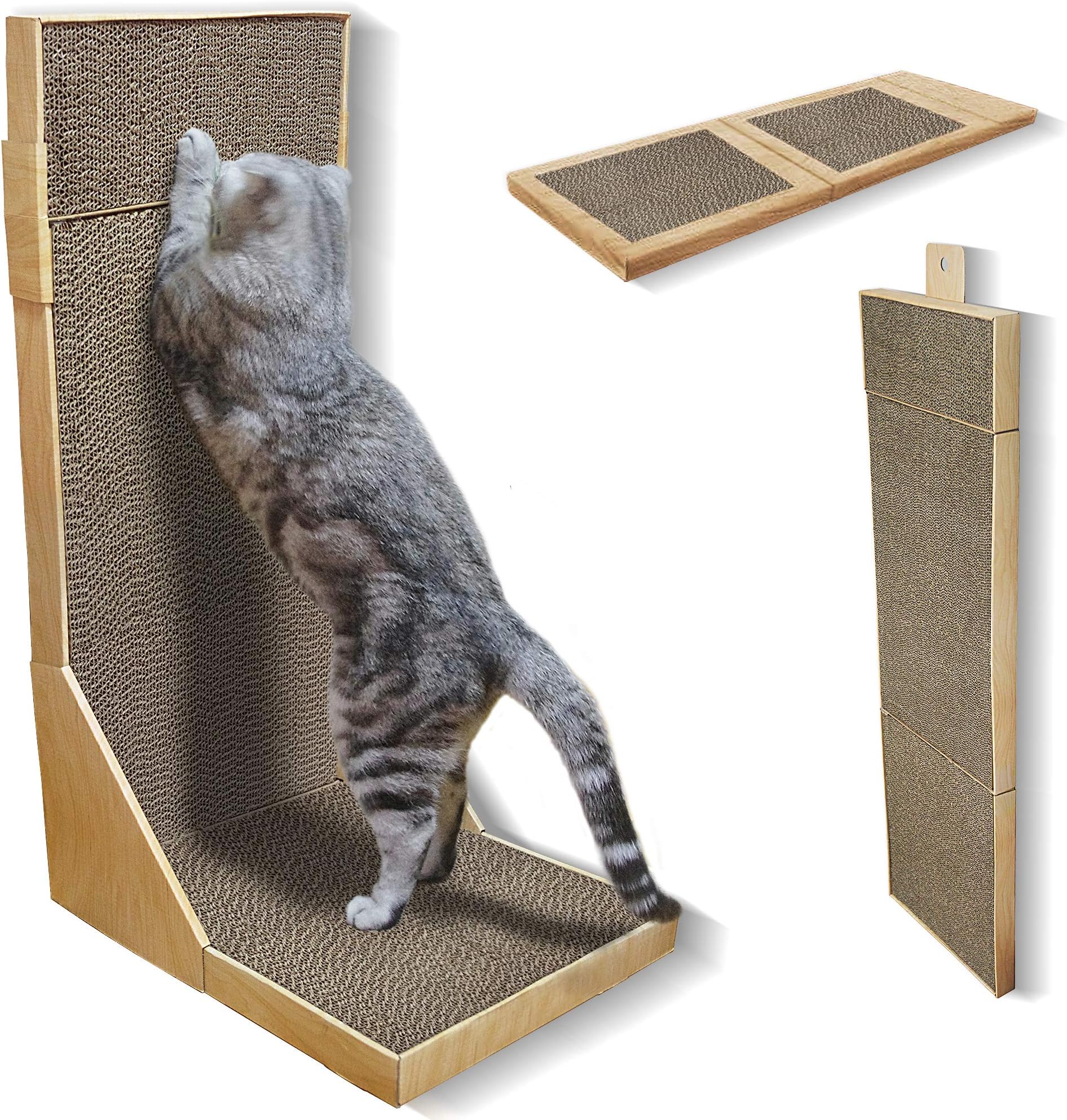 YOOGAO Pet Cat Scratcher Cardboard/Extra Long 44'' Collapsible Wall Scratching Pad with Catnip