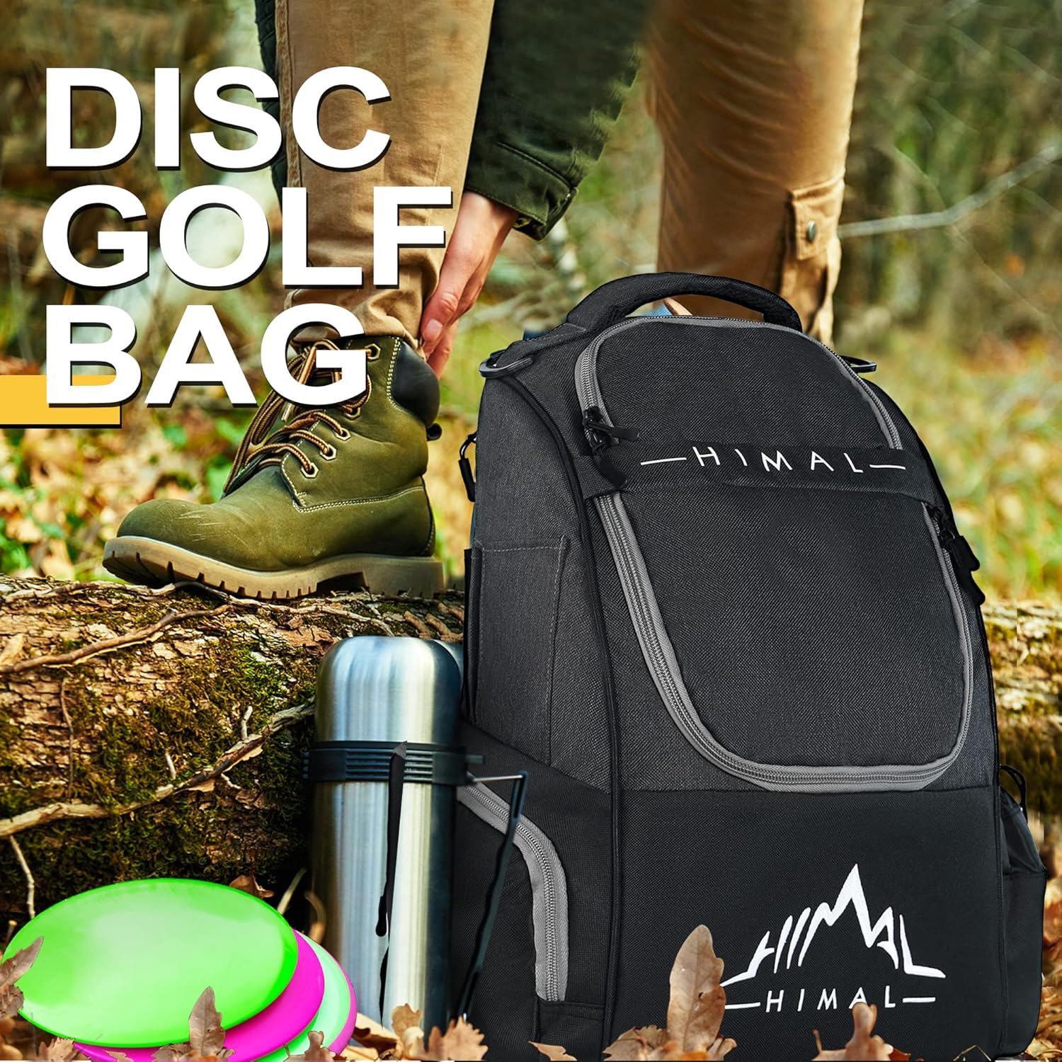 HIMAL HIMAL Disc Golf Bag Holds 22+ Discs, Durable Disc Golf Backpack with Large Capacity, and Multiple Storage Pockets