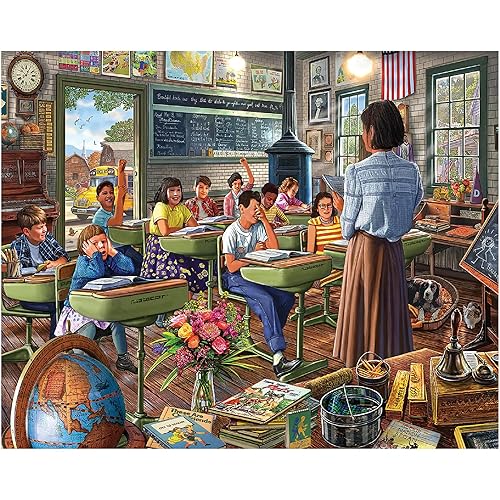 White Mountain 1000 Piece Jigsaw Puzzle Retro Childhood School Puzzles