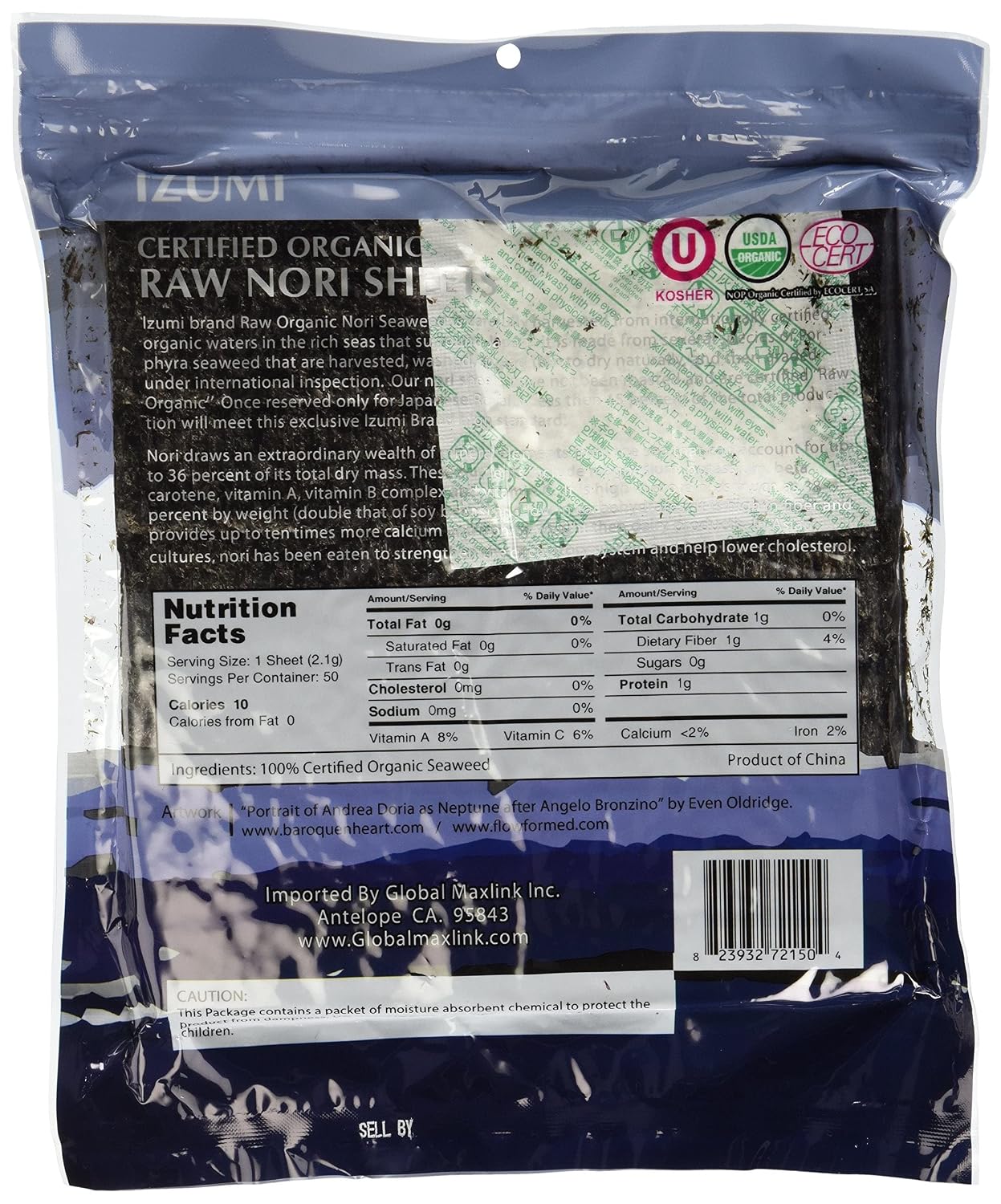 Raw Organic Nori Sheets 50 qty Pack + Free Sushi Roller Mat! - Certified Vegan, Raw, Kosher Sushi Wrap Papers - Premium Unheated, Un Cooked, untoasted, dried - RAWFOOD