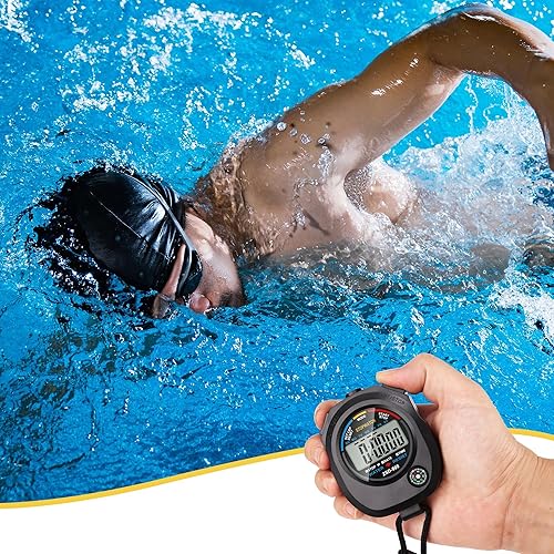 Miniatura 5 de Paquete de 2 cronómetros electrónicos digitales multifuncionales deportivos, pantalla grande con fecha y hora y función de alarma, adecuado para