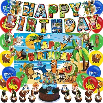 Italian Brainrot Party Decorations Set - Banner, Balloons, Cupcake Toppers, Themed Halloween, Birthday Parties Fun Party Supplies for Celebration