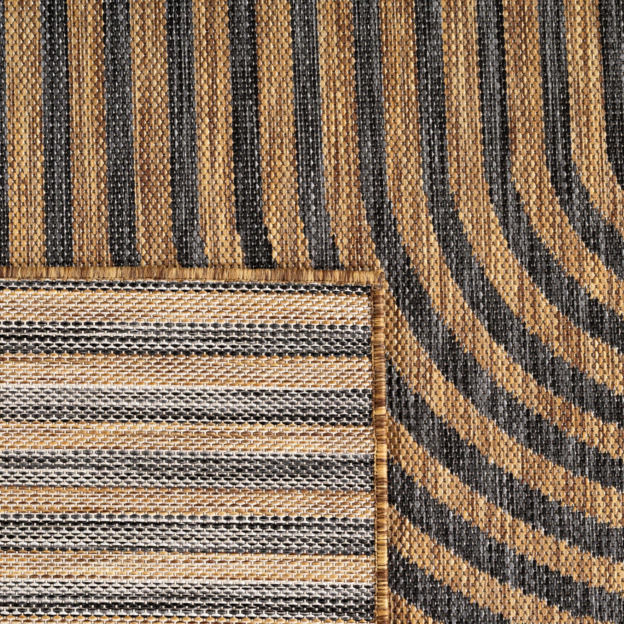 Teppium Dywan Zewnętrzny Czarny Efekt Juty 160x220 cm Balkon Taras Ogród Odporny UV Duży Styl Boho Płasko tkany