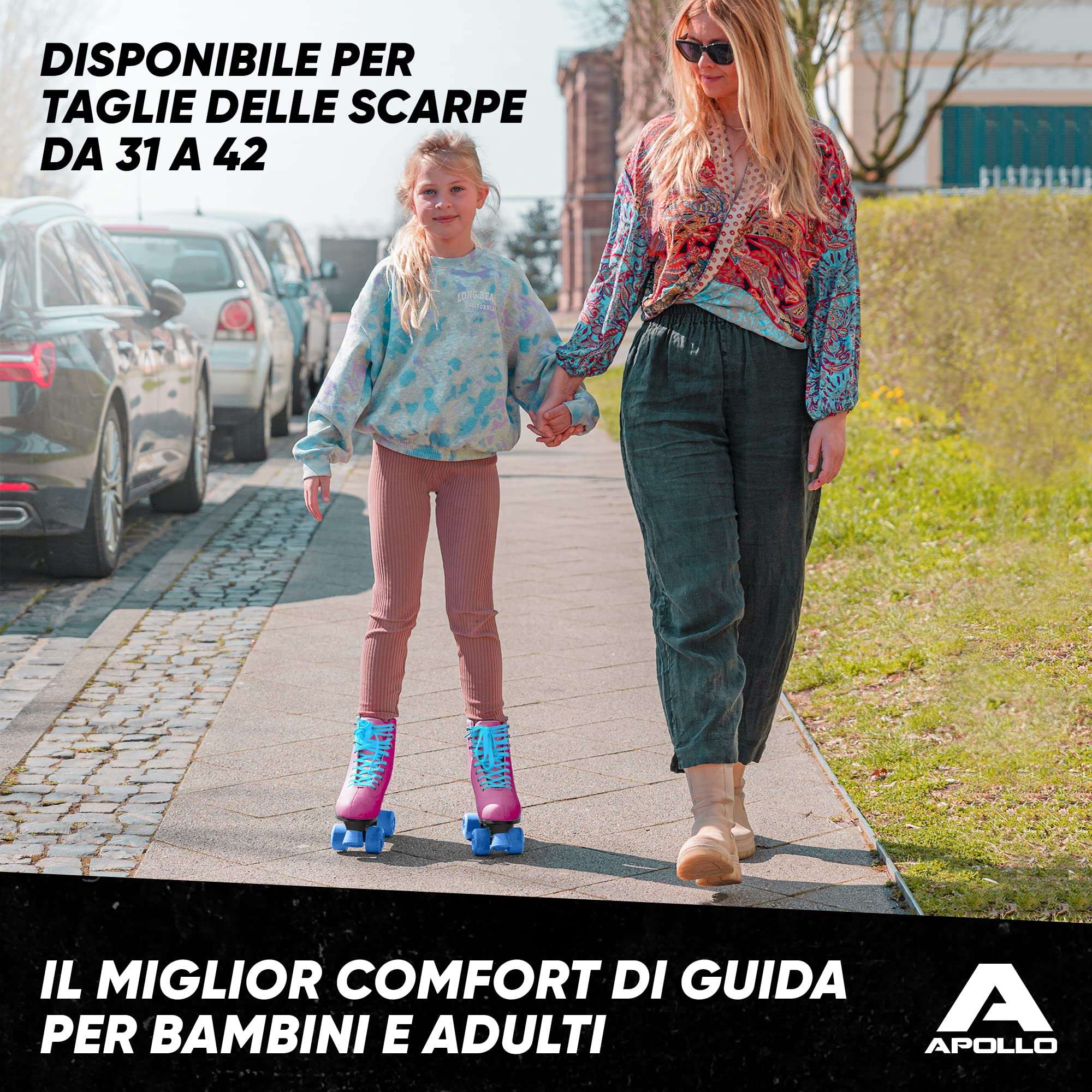 Apollo Pattini a Rotelle Super Quad X Pro | Regolabili per Bambini e Ragazzi | Taglia 31-42