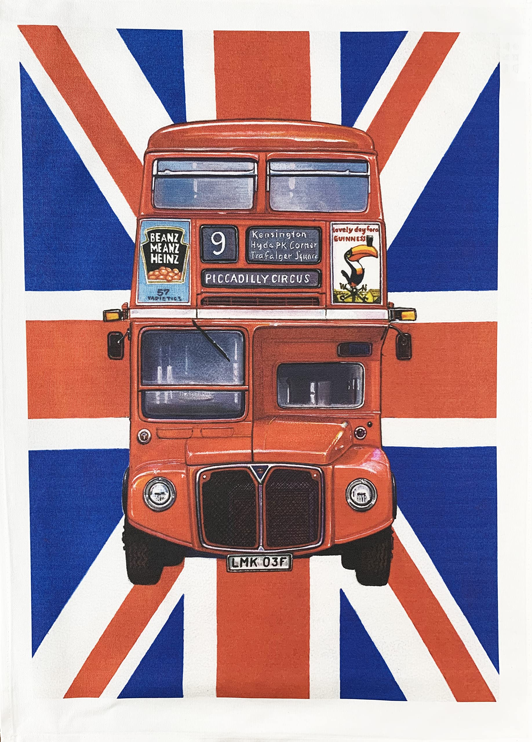 Half A Donkey White London Routemaster Bus Large Cotton Tea Towel