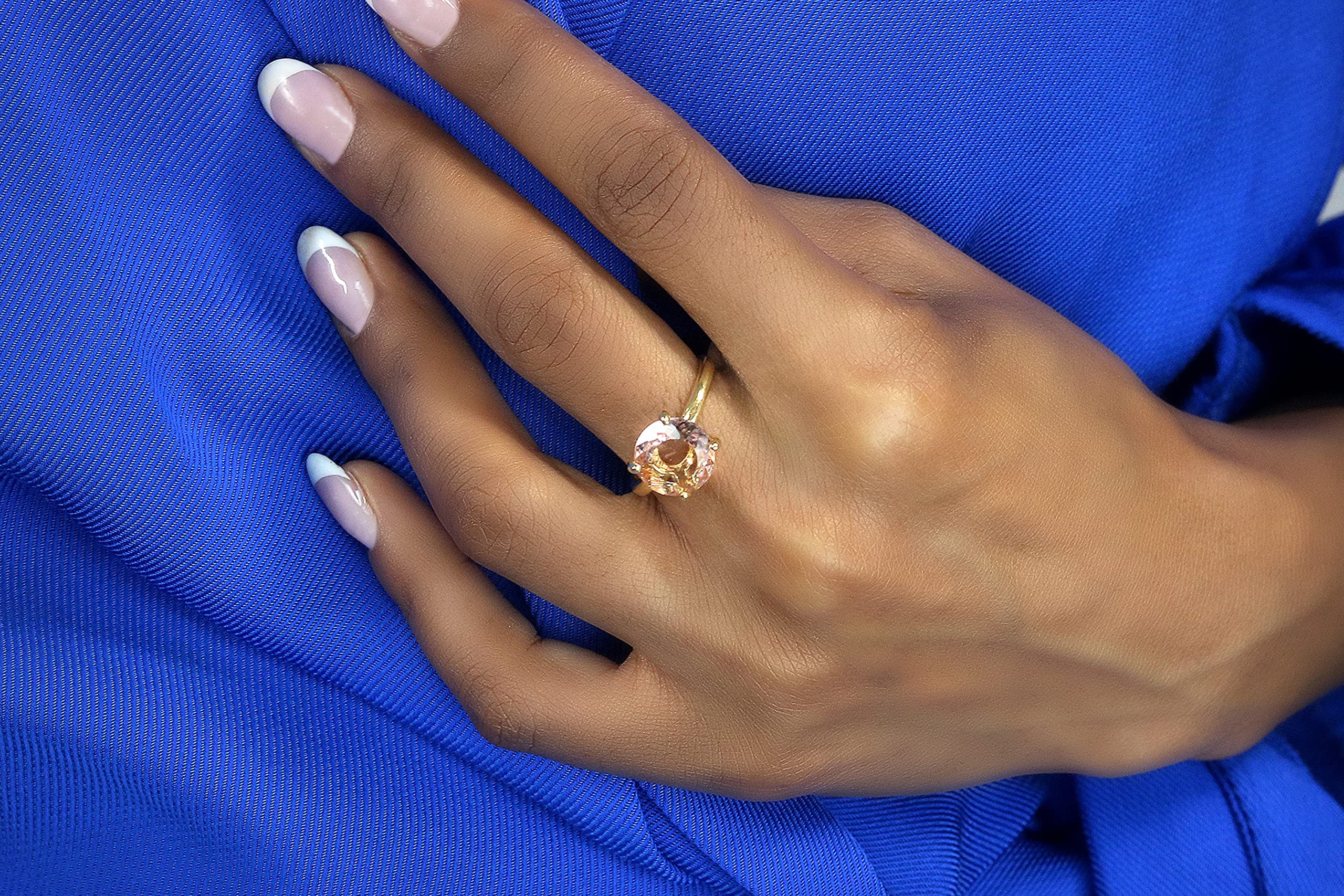 Round Crystal Morganite Ring - Erstaunliche Versprechen Ringe, Verlobungsringe für Frauen - Handgemachte Mode Gold Schmuck, Statement Schmuck, Geschenkschmuck für Damen