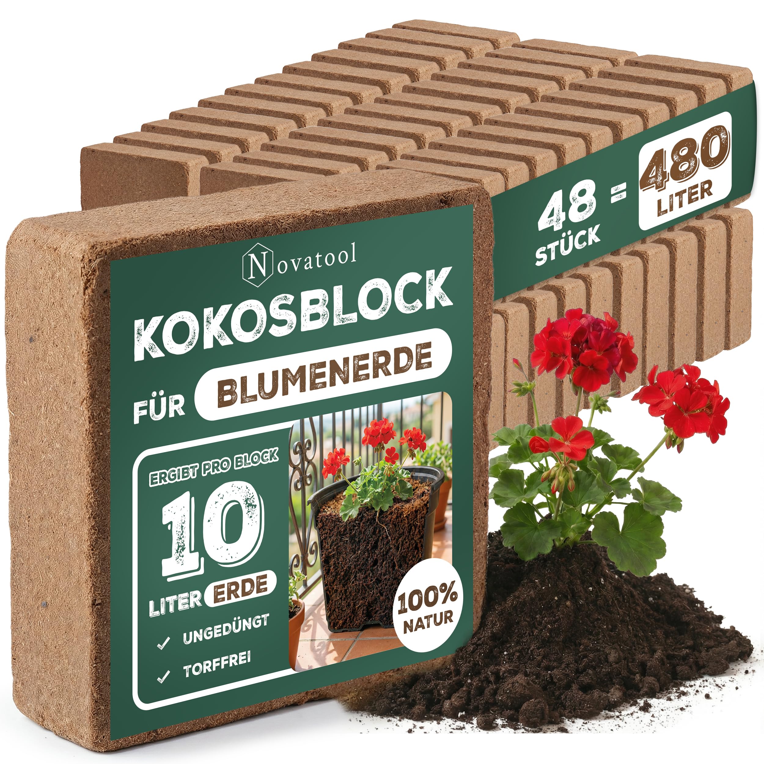 48x Blumenerde | Humuserde | Anzuchterde ohne Dünger | 288 Liter | Kokosfaser Erde Orchidee | Cocos Humus | 650g 20x5,5x10cm | Torferde Garten Kokosnuss Erde Substrat Zimmerpflanzen Kokoserde kaufen