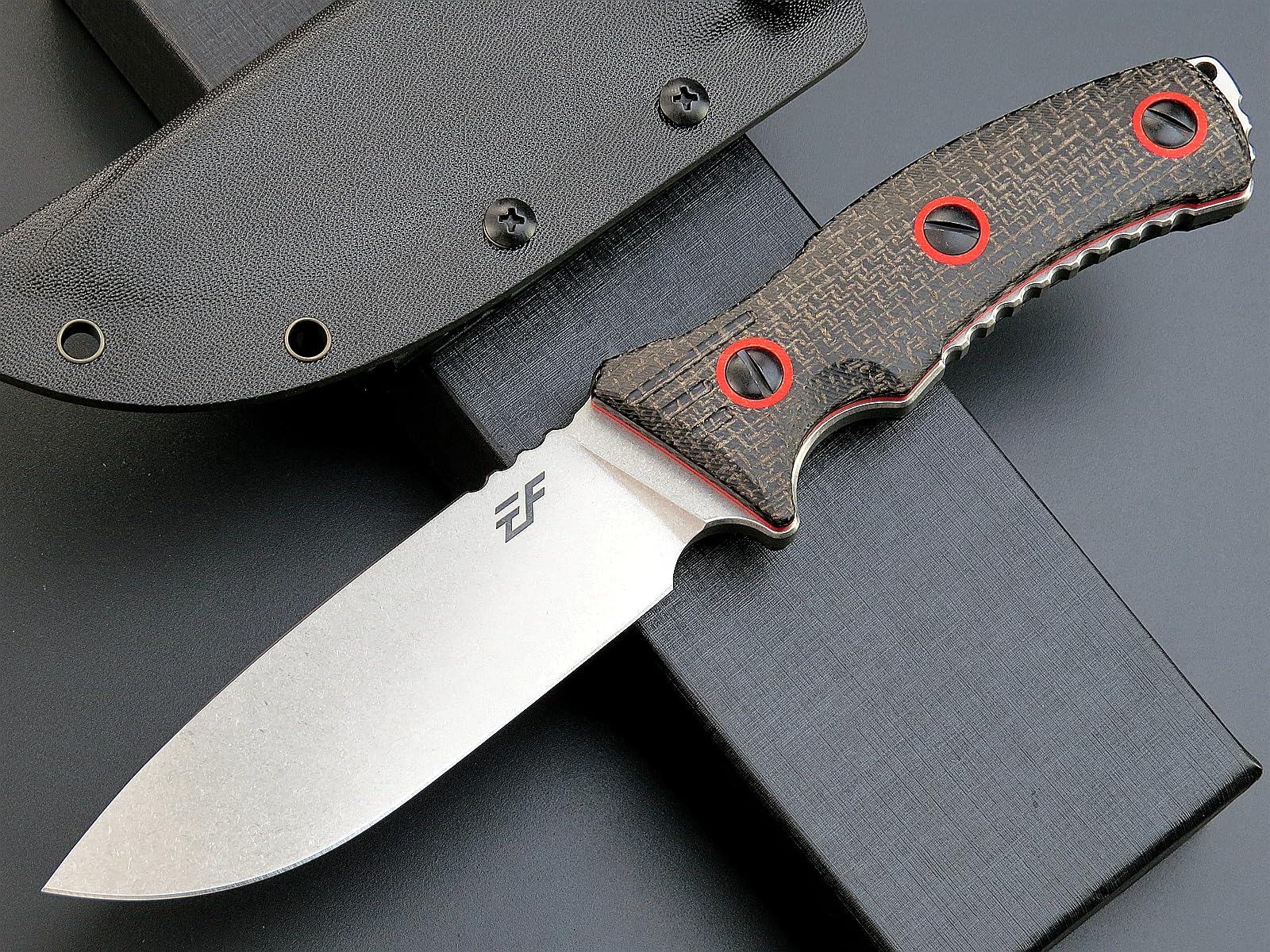 Eafengrow EF138 Fixed Blade Knife N690 Steel Blade Micarta Handle Full Tang EDC Straight Knifes for Outdoor Working Camping Hunting Bushcraft(Black)