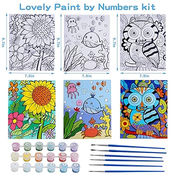 3 Pack Paint by Numbers for Kids Ages 8-12, 10 * 8