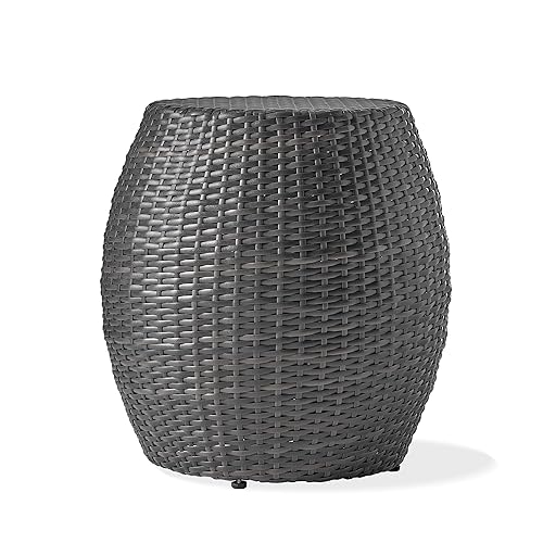 Christopher Knight Home Canary Outdoor Wicker 14" Side Table, Grey