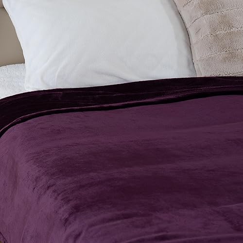 Miniatura 6 de Berkshire Blanket Classic VelvetLoft - Manta de cama de tamaño individual, ligera, suave y mullida para cama y sofá, color morado berenjena, 60 x 92