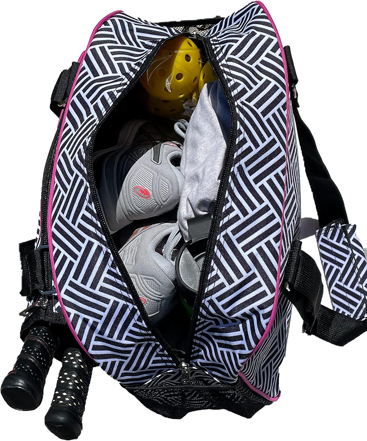 Pickleball - "Unrivaled" - Designer Women's Premium Side-Pocket Duffle Bag | Made Exclusively For Pickleball! | Includes a fitted a "paddle case" specifically designed to store and protect your pickleball paddles.