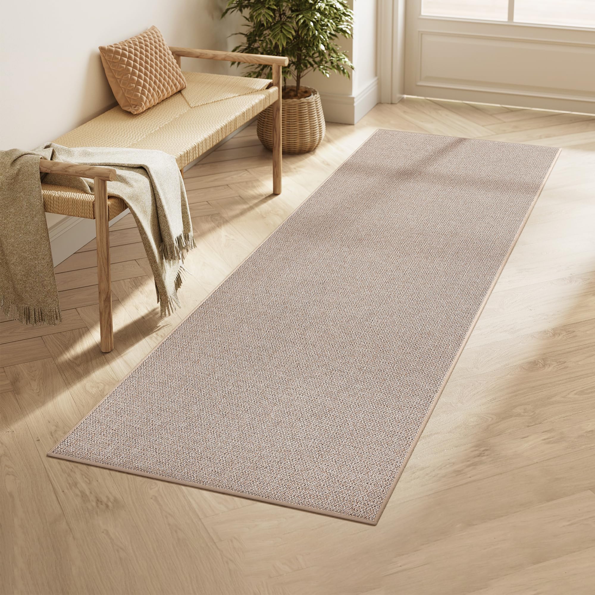 SONGMICS HOME Alfombra, 80 x 200 cm, Alfombra Antideslizante, Alfombra de Yute Sintético, Decoración del Hogar, para Salón, Dormitorio Comedor, Lavable a Máquina, Marrón Camello TAR096K01