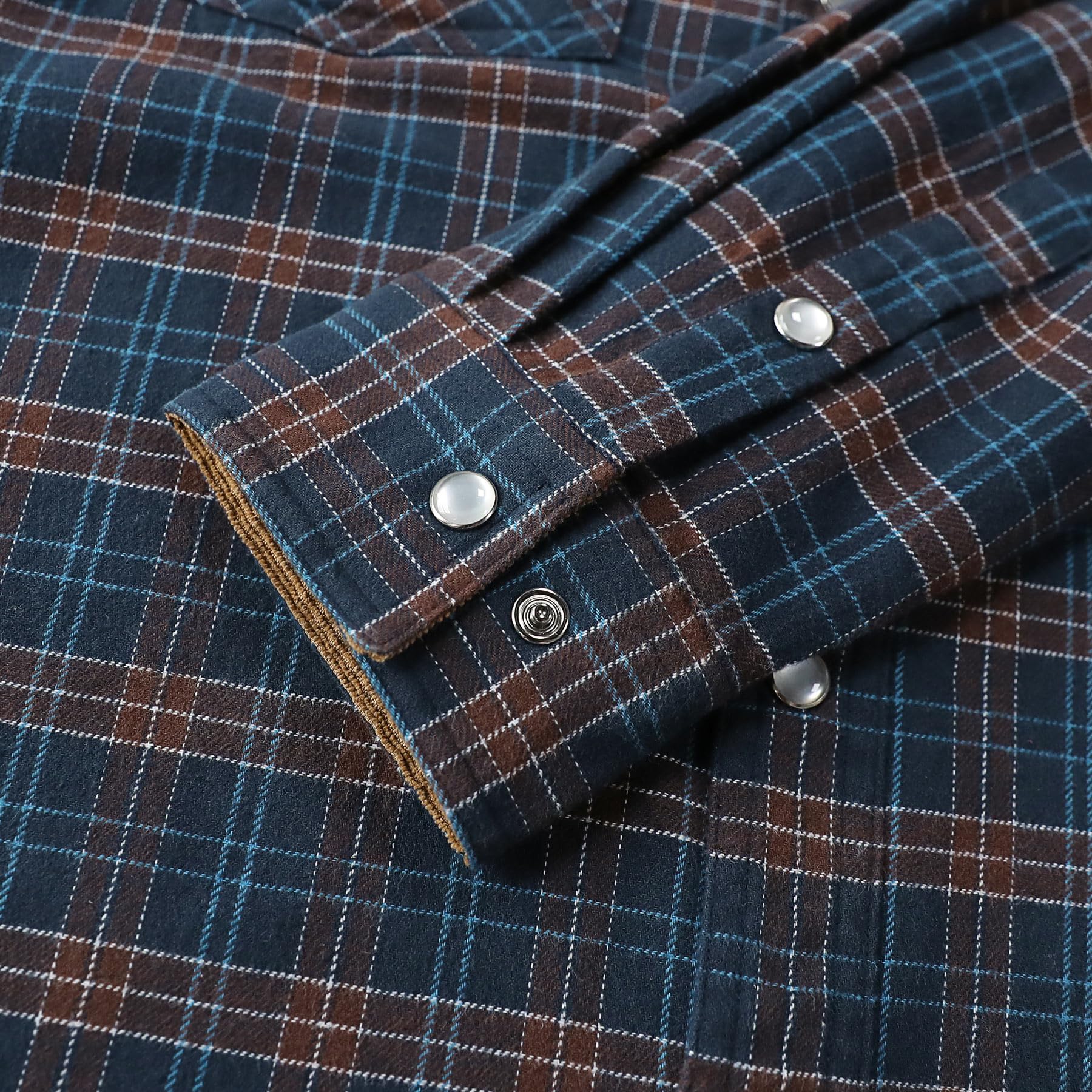 Dubinik® Koszula flanelowa, 170 g, dla mężczyzn, westernowa, perłowe zatrzaski, z długim rękawem, na co dzień, przytulna, vintage, kowbojska, krata, miękka, czysta bawełna