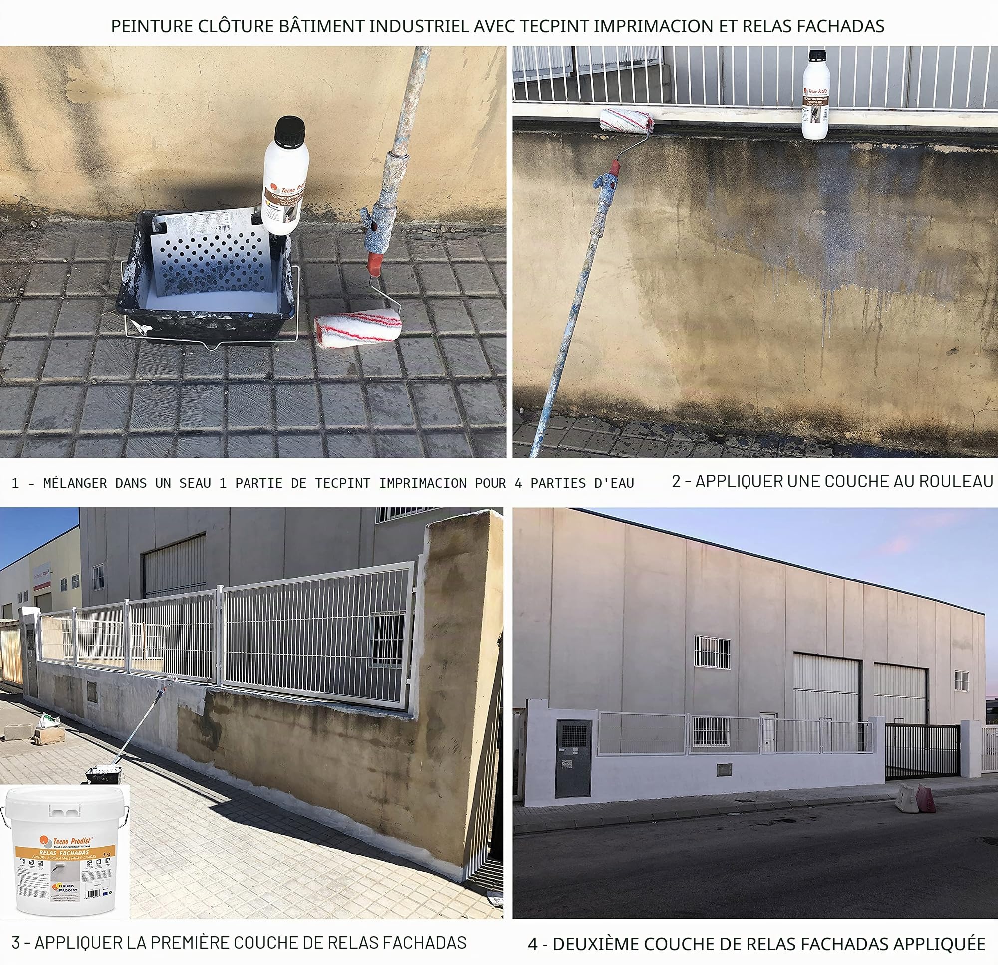 Tecno Prodist Externe de 5 Kg de peinture acrylique Blanc mat Imperméabilisant pour façades – Rouleau ou pinceau – Grande blancheur et résistance – Application facil
