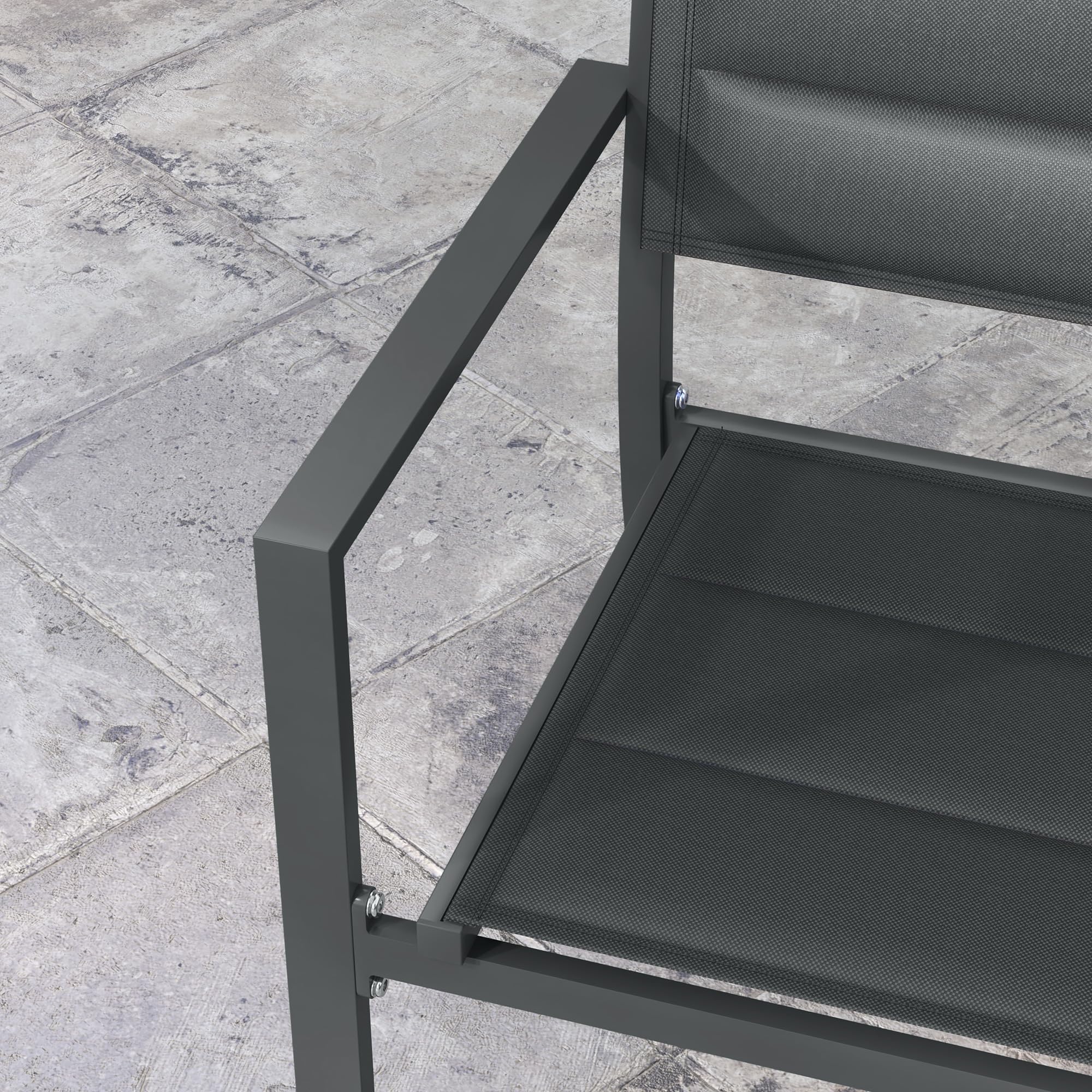 Outsunny Ensemble de 4 Chaises de Jardin Empilables avec Accoudoirs Gris