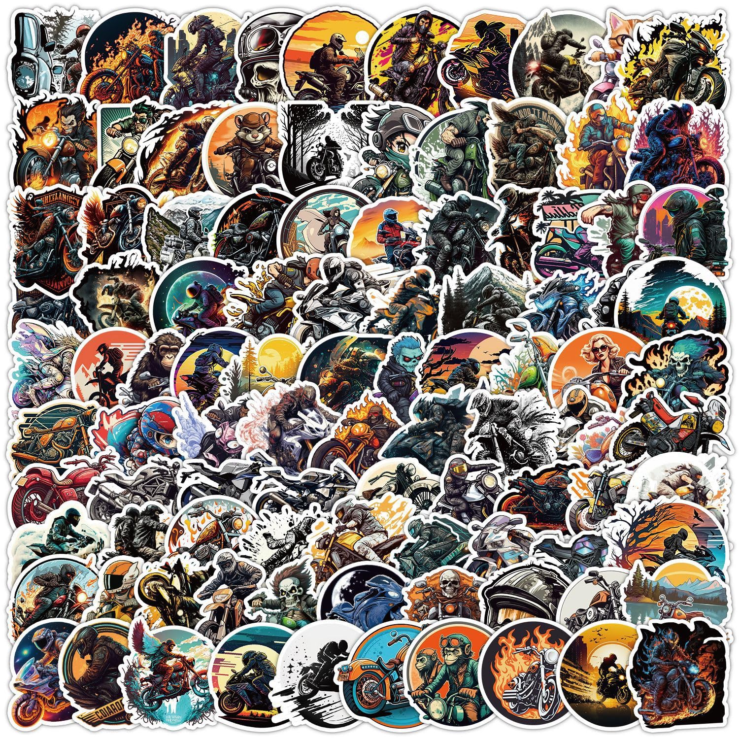 100 Pcs Motorcycle Stickers for Water Bottle,Phone,Guitar,Laptop,Skateboard,Luggage,Nordic Cute Style Stickers Waterproof Vinyl,Graffiti Decorate for Teens Girls Boys Child Motivate Gift