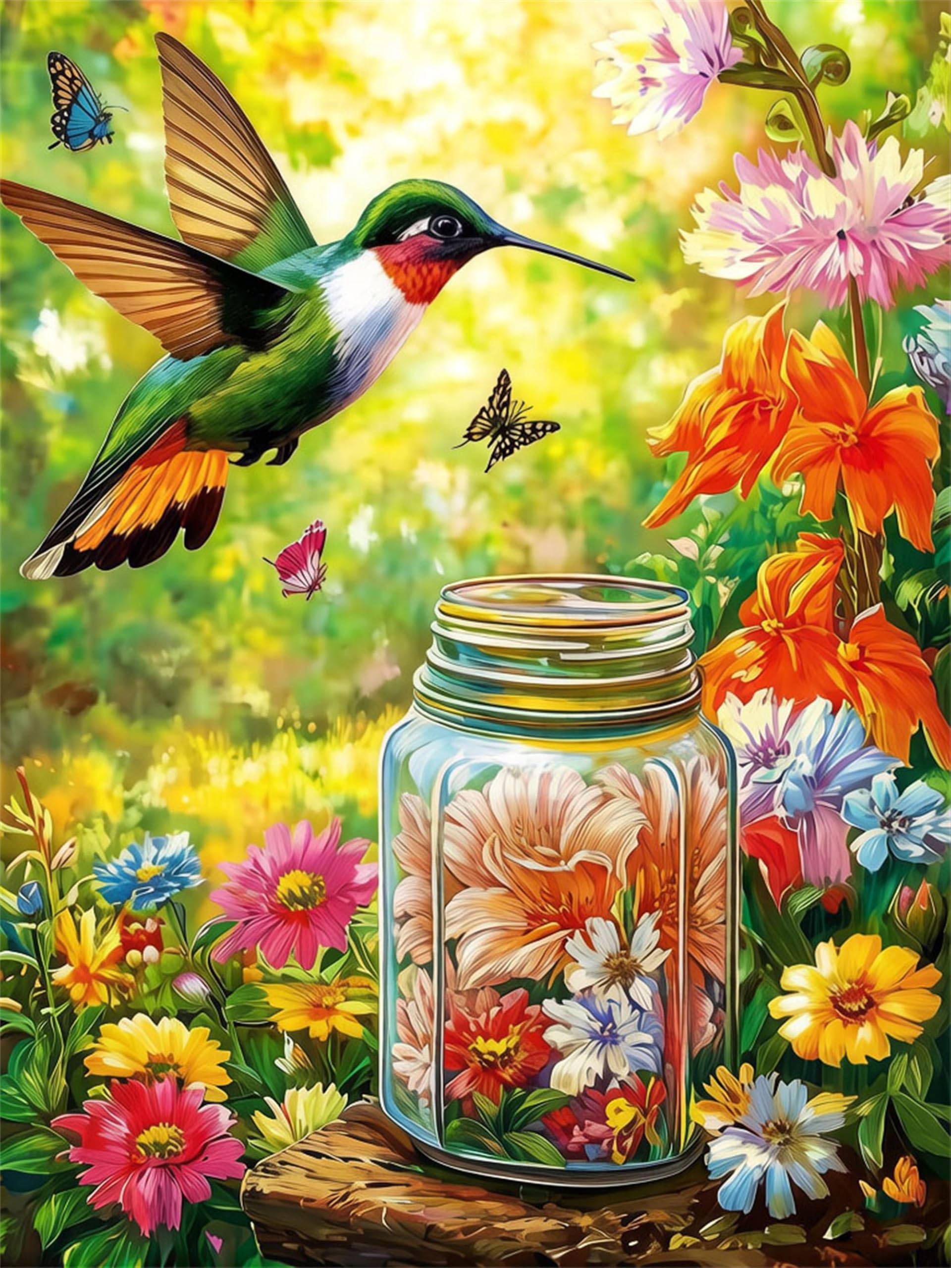 NANJDIAN Bird Paint by Numbers Kit for Adults,DIY Painting Kits on Canvas, Color by Numbers,Large Adult Paint by Number for Gifts,Home Wall Decor (Flowe and Bird) — image 1