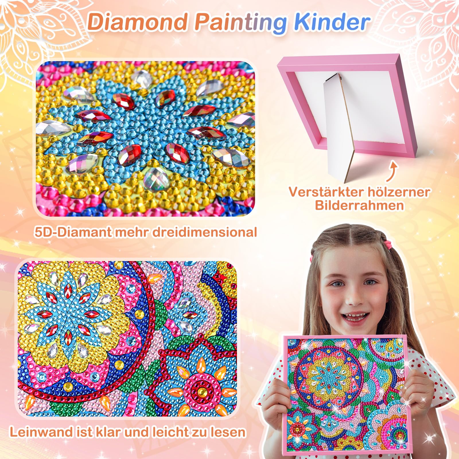 Homgaty Cadeaux pour filles de 5, 6, 7, 8, 9, 10 ans, kit de bricolage, peinture diamant pour enfants, filles, veilleuse créative, bricolage pour anniversaire d'enfant, cadeaux pour enfants de 6 à 12
