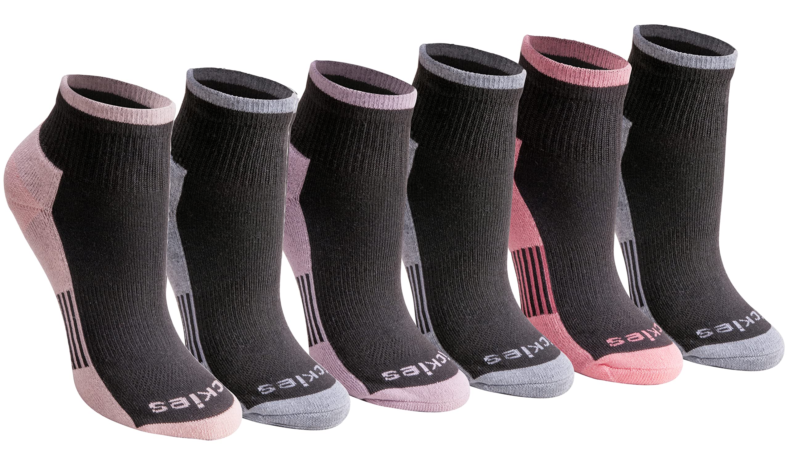 Dickies Women's Dri-tech Moisture Wicking Quarter Socks, Available in M-l (6, 12 Casual, Black with Bluish (6 Pairs), M (Pack of 6)