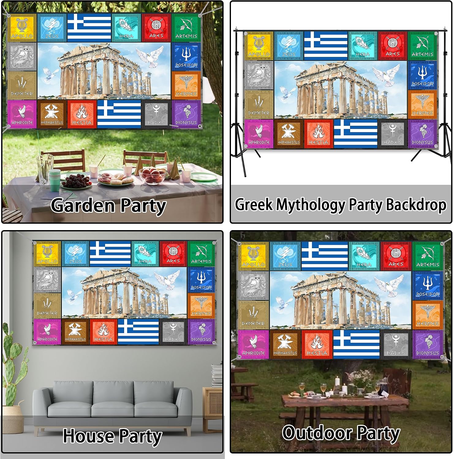 Greek Mythology Party Banner Decorations - Percy Jackson Birthday Decoration with Backdrop 70.8 x 43.3 inch, Ancient Greece Party Supplies for Birthday Graduation Wedding Baby Shower