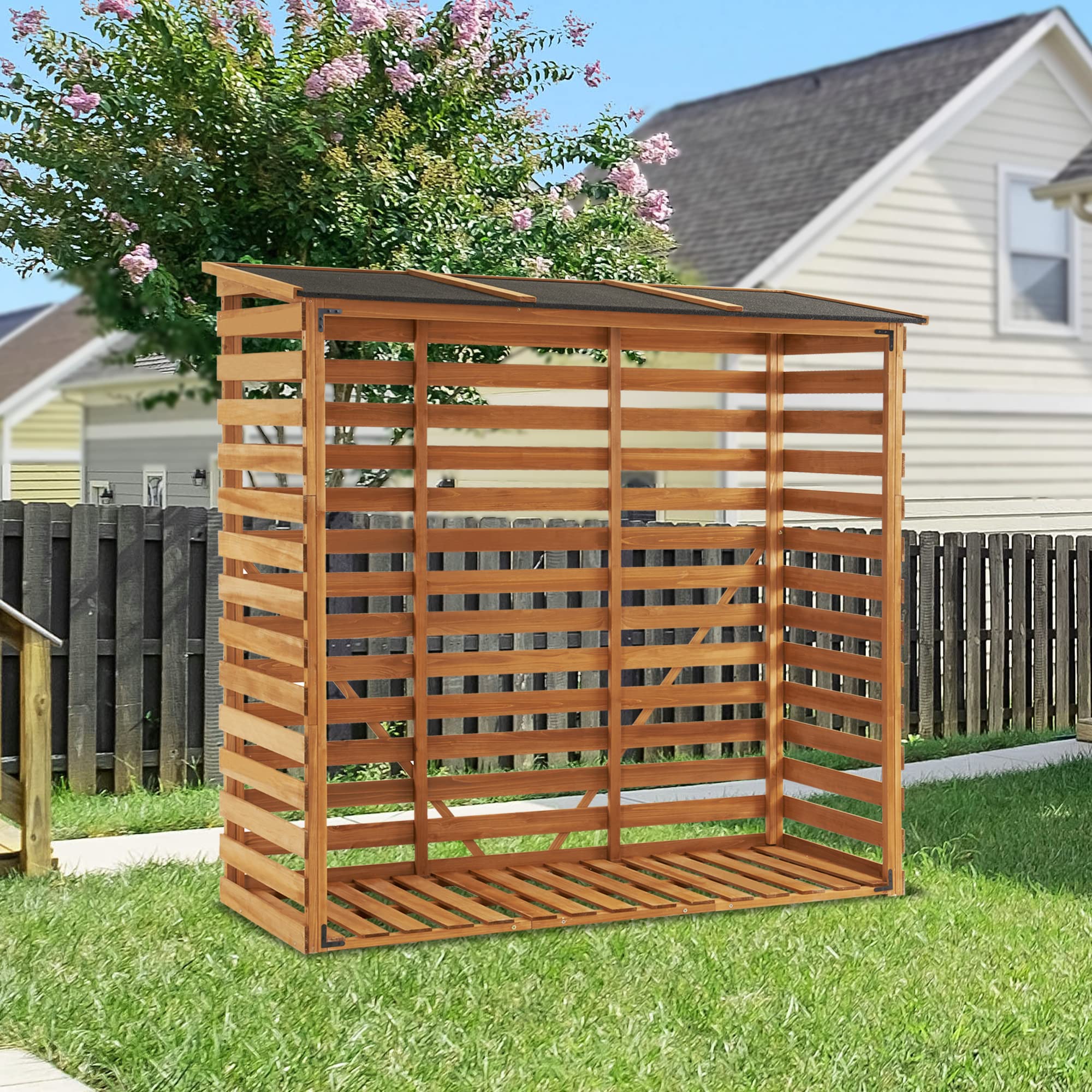 M MCombo Étagère à bois extérieure 90 × 185 × 186 CM avec couverture imperméable