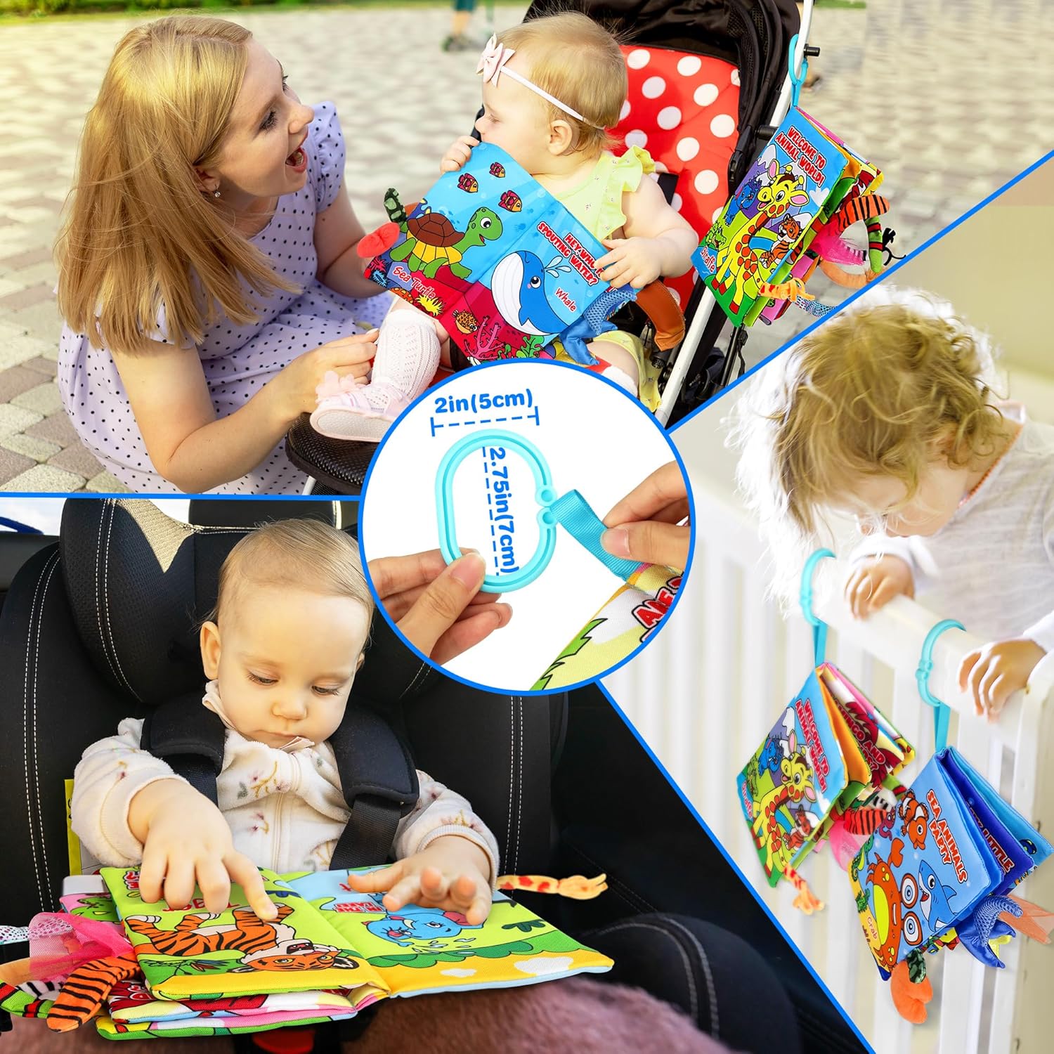 2PCS Crinkle Cloth Books - High Contrast Sensory Toys Touch Feel Book for Tummy Time, Infant Travel Essentials Forest Ocean Themes, and Newborn Development Toys 0-18 Months