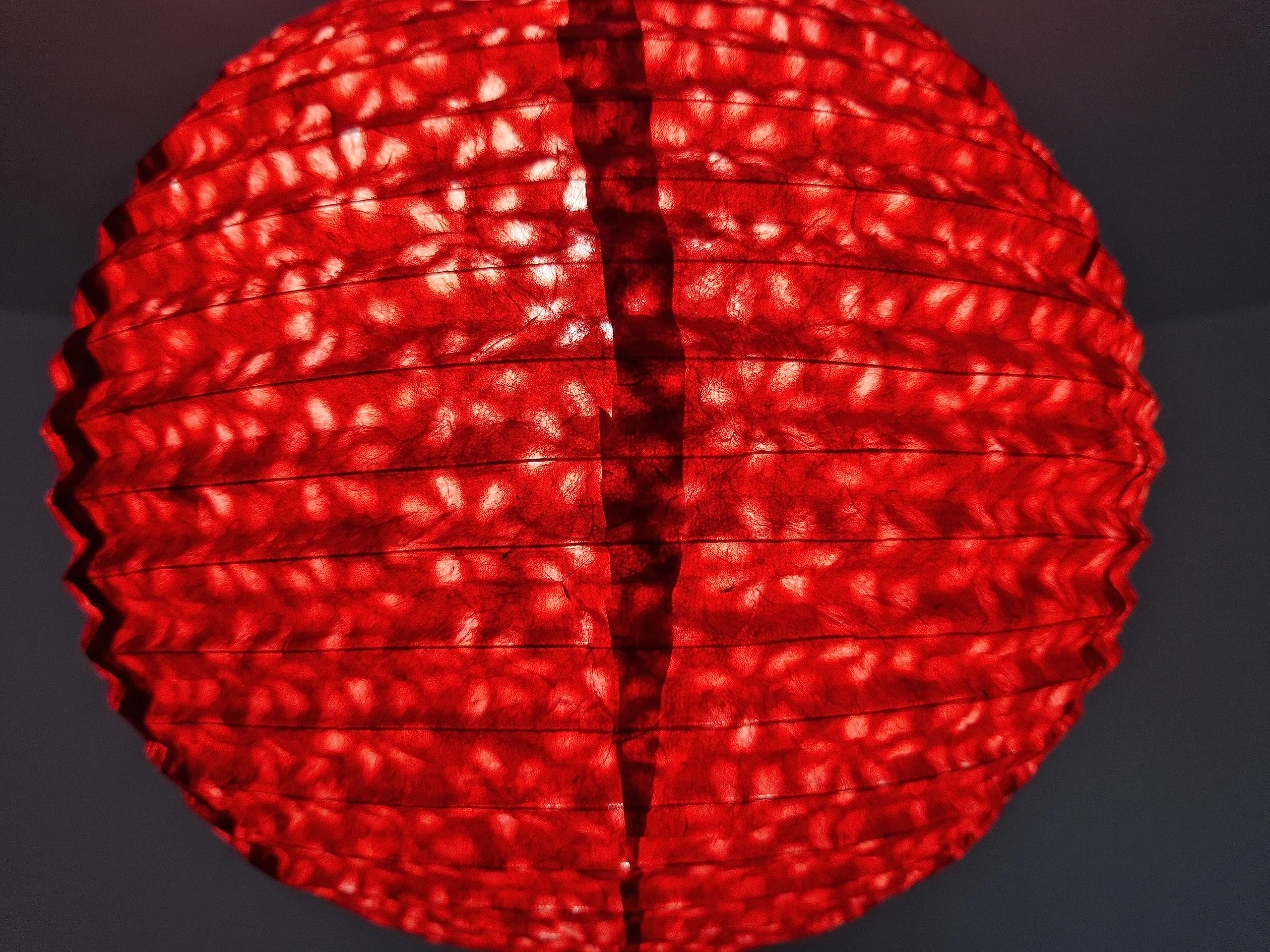 Lokta Lampshade, Petal Pattern, Lamp Shades, Handmade Lokta Paper Lampshade -Round Shape, Red, Yellow, White, Orange Colors - Hanging LampShades (Red/Maroon)