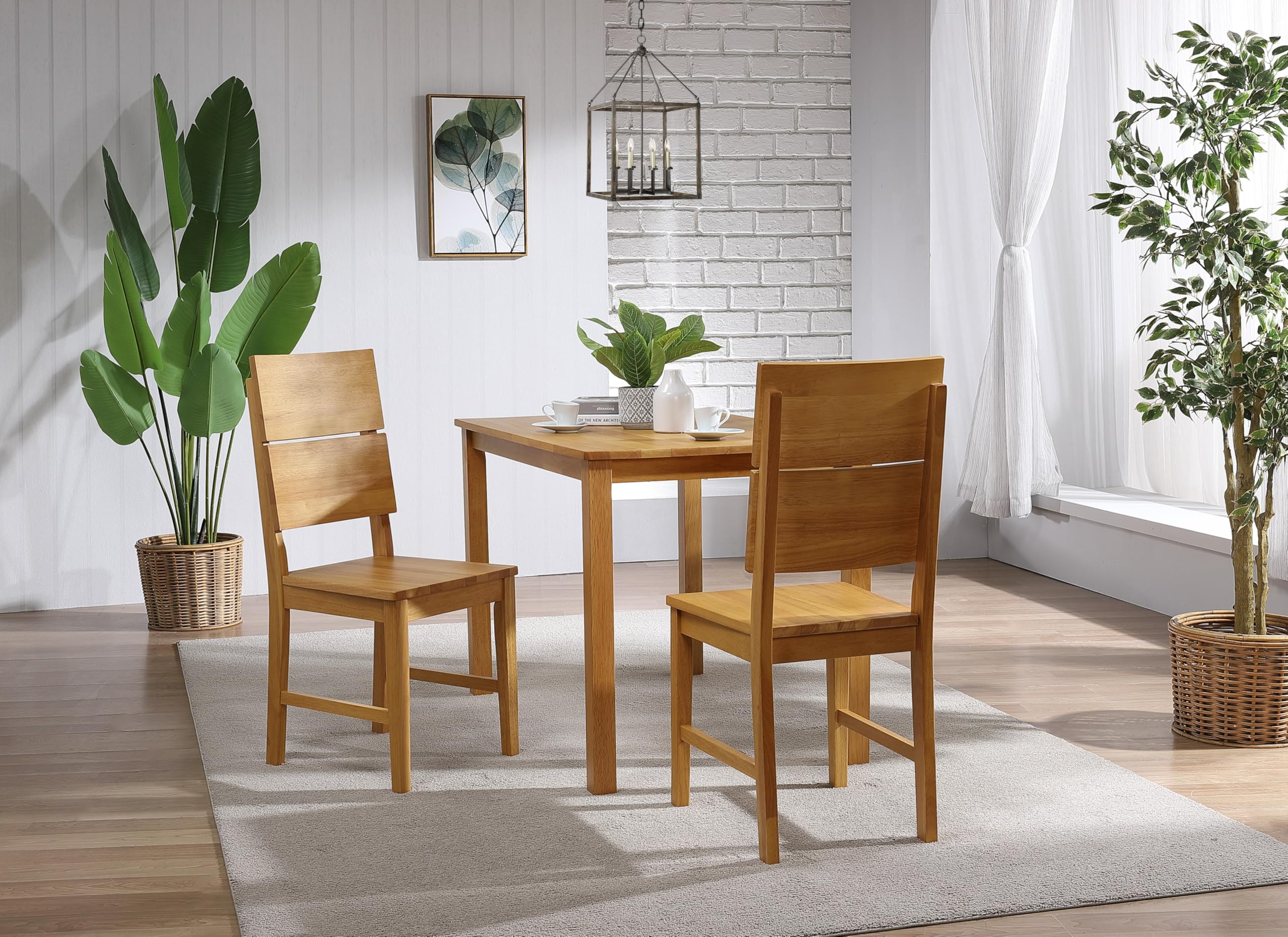 Woodroom Kota 2er Stuhl-Set – Massivholz Hevea, Eiche lackiert & pflegeleicht, Moderne Küchen- & Esszimmerstühle im schlichten Design
