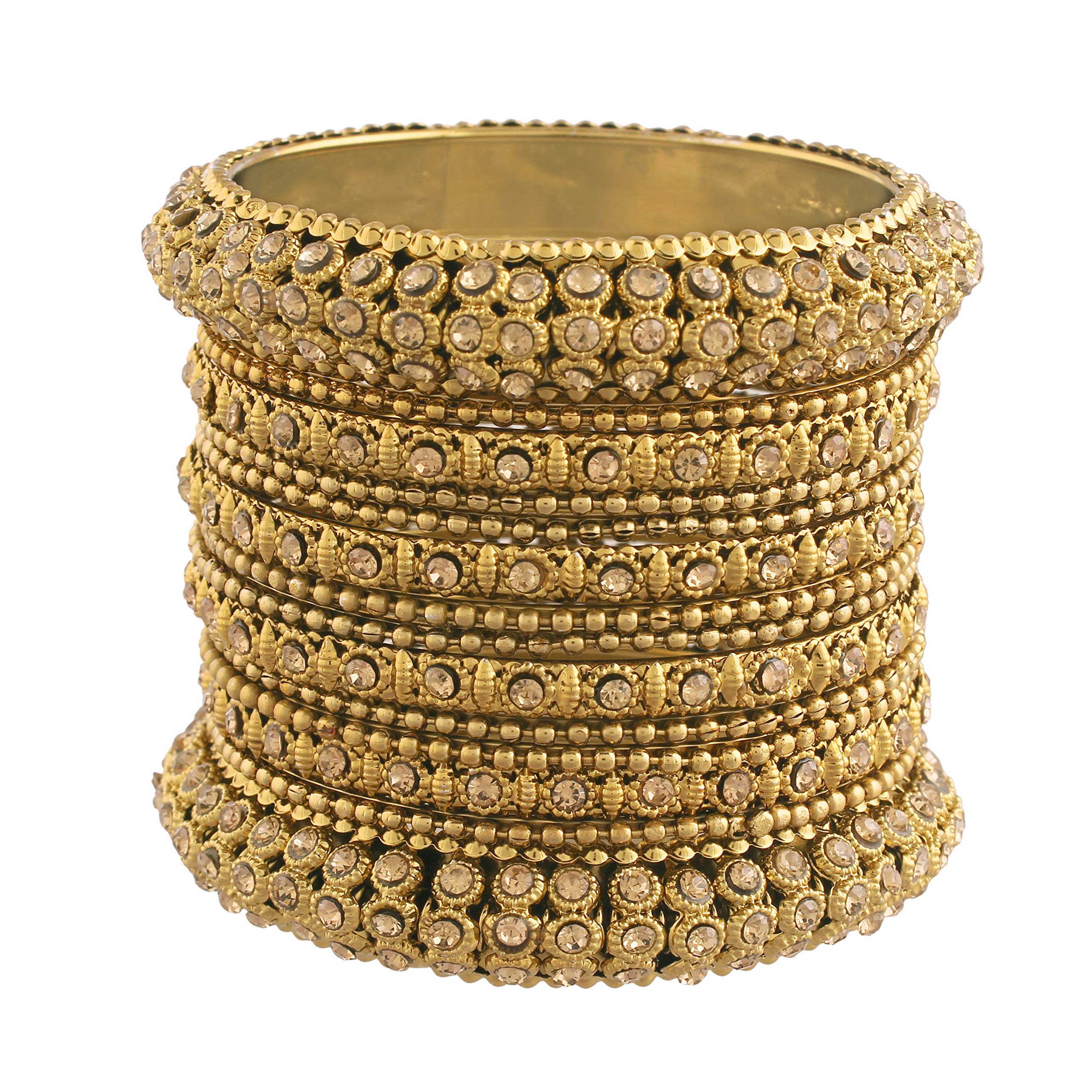 I JewelsAntique Look Oxidised Gold Plated Indian Wedding Bollywood Bangle Set For Women (ADB423)