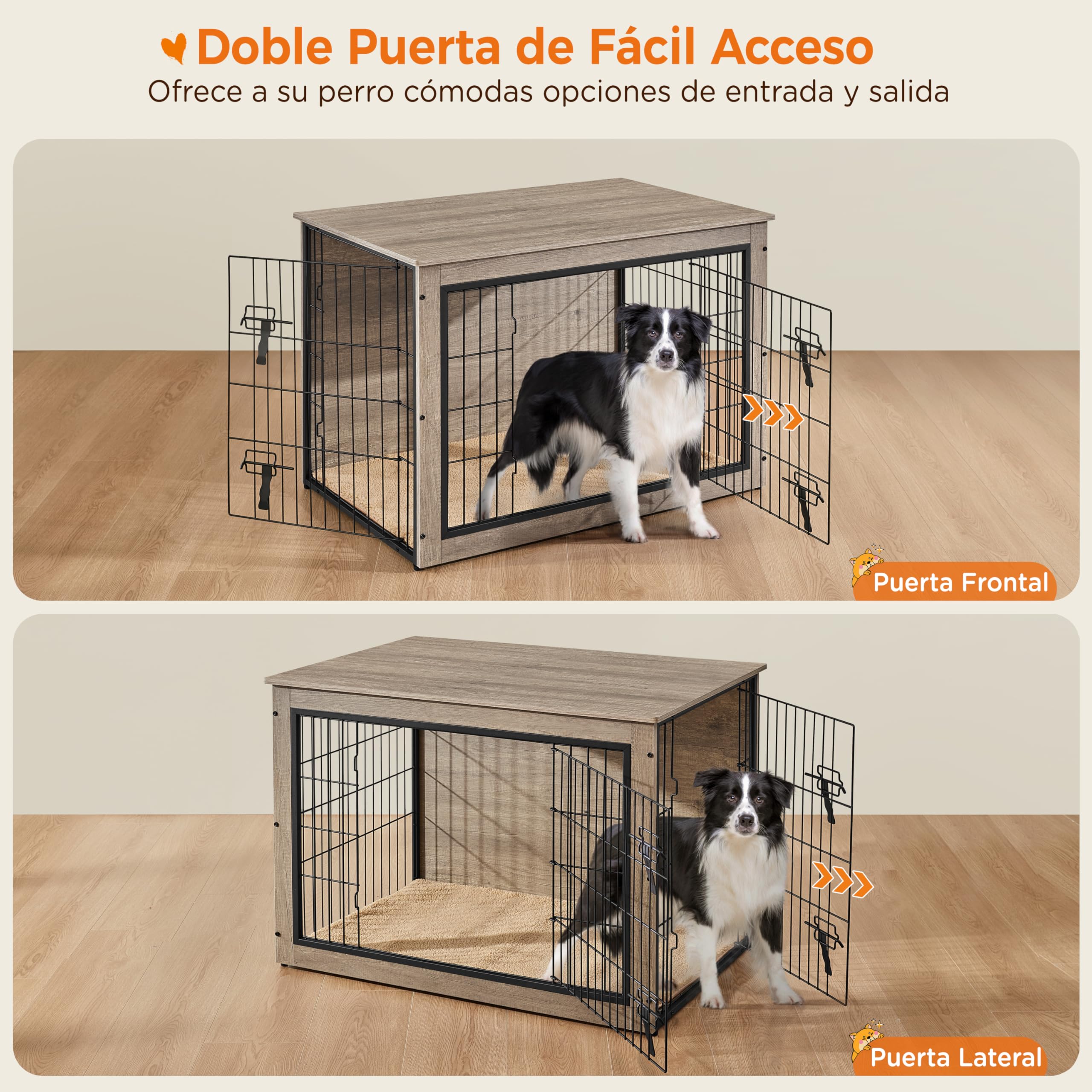 Yaheetech Jaula para Perros Casa para Mascotas con 2 Puerta Gris