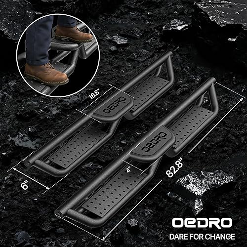 Miniatura 5 de OEDRO Estribos con diseño de dos escaleras, estructura totalmente de acero, peldaños laterales atornillados compatibles con Nissan Frontier Crew Cab
