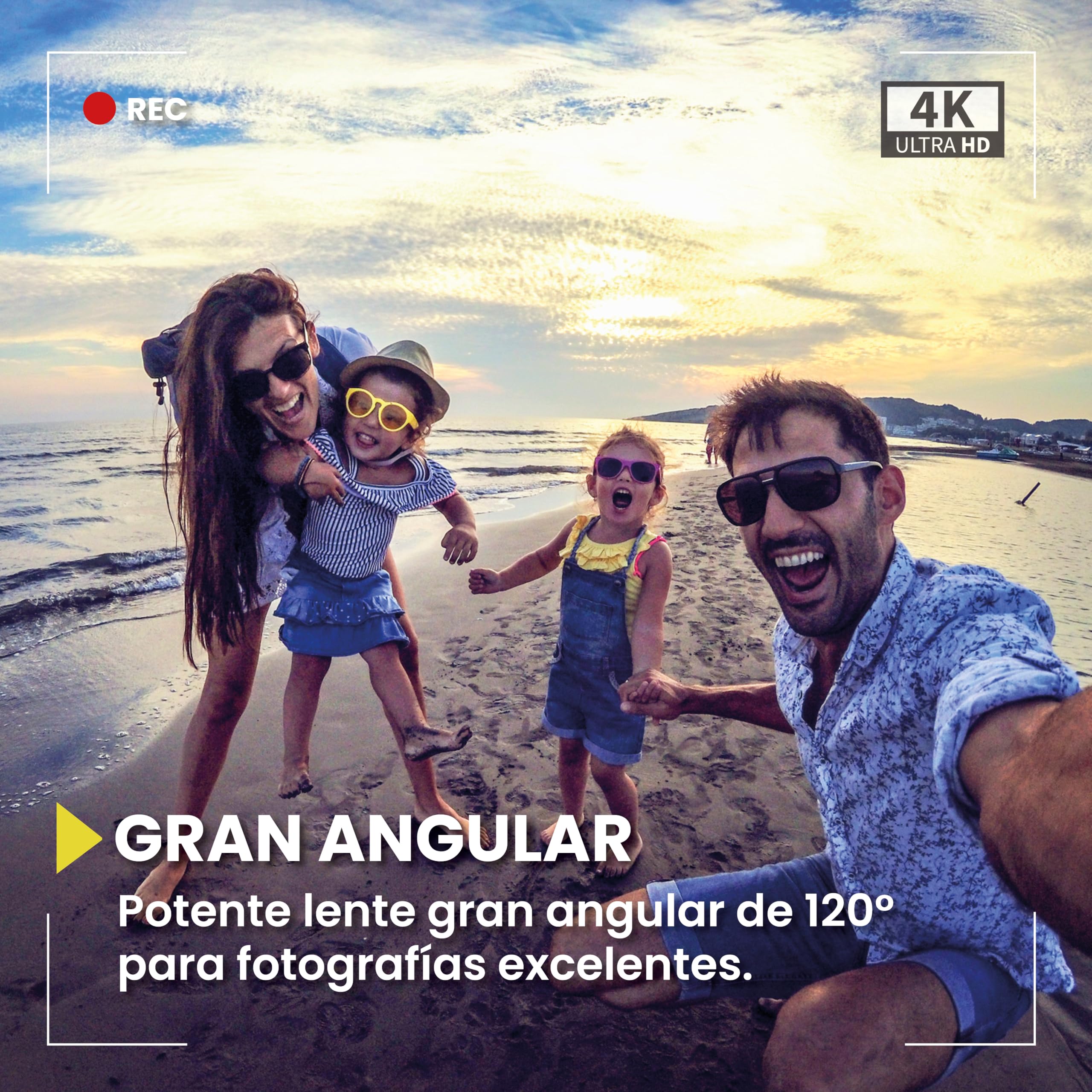 Midland - Action Cam H5 Pro, Cámara Acción Deportiva Ultra HD con Wi-Fi, Time Lapse, Gran Ángulo 140°, Pantalla LCD - Dash Cam Coche con Grabación en Bucle, Cámara Acuática con Estuche Impermeable 30m