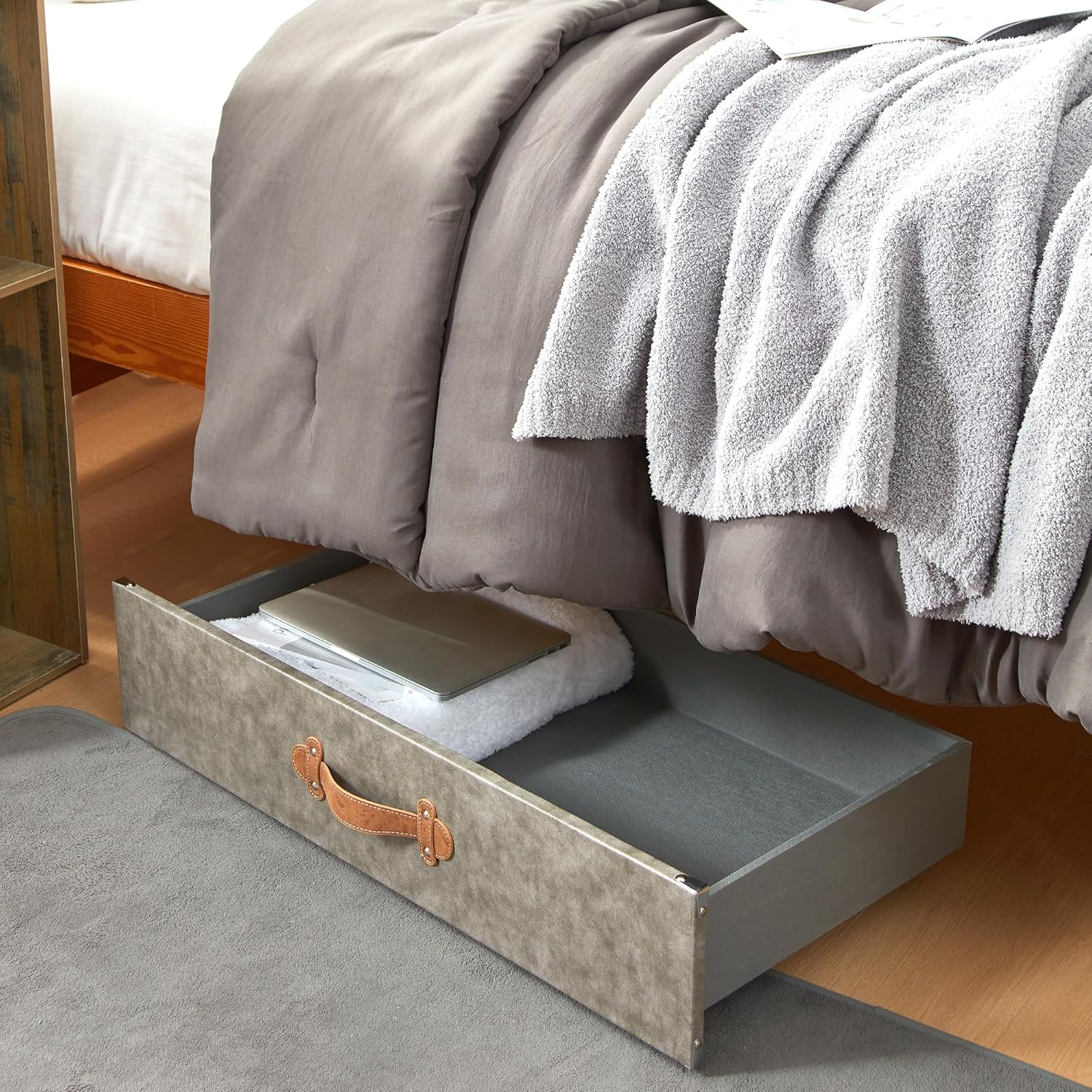 Texture® Brand - Rolling Under Bed Storage Drawer - Black Ash