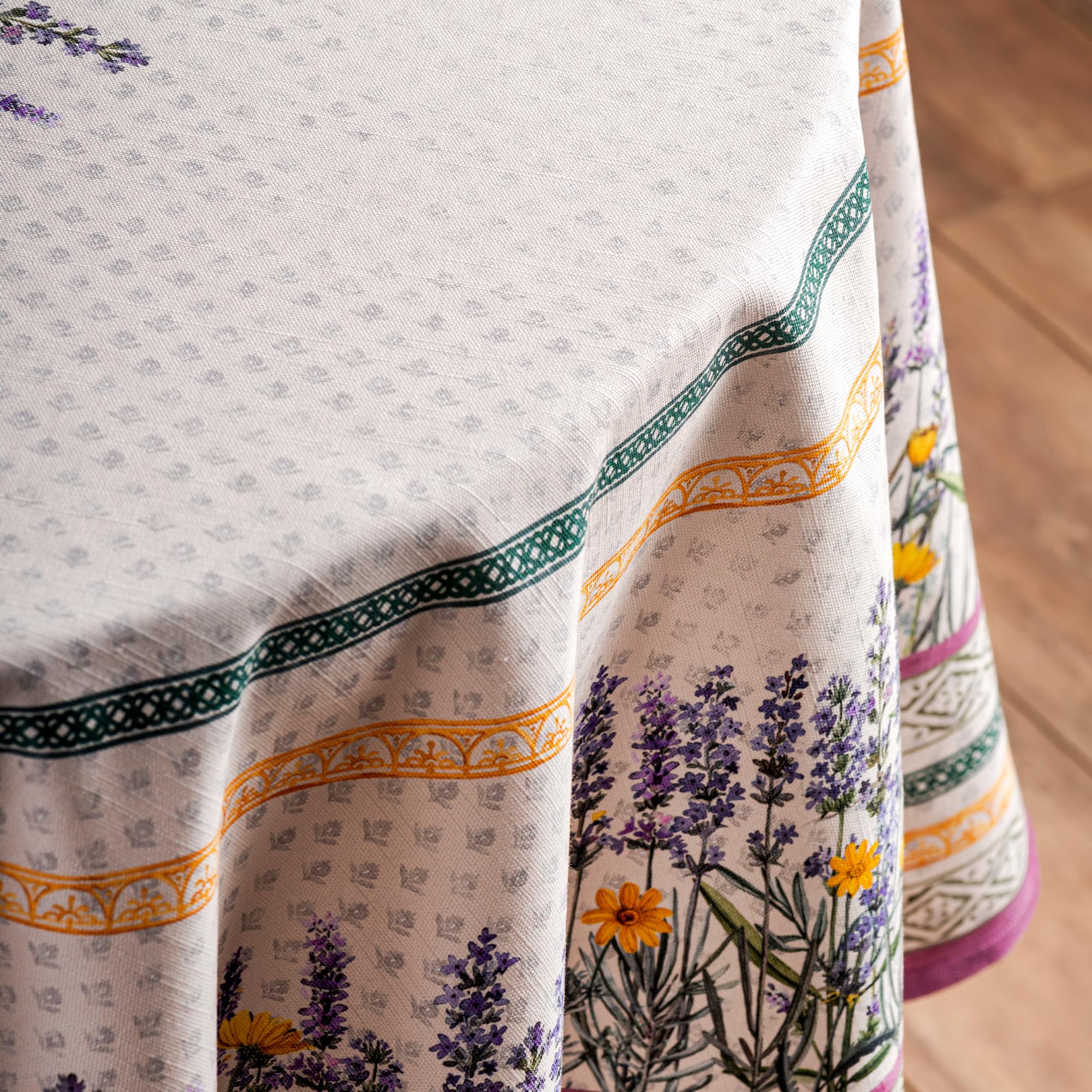 Maison d' Hermine Fanny Tischdecke aus 100 % Baumwolle, Lavendel, für Küche, Esszimmer, Dekoration, Party, Hochzeit, Frühjahr/Sommer (rund, 170 cm)