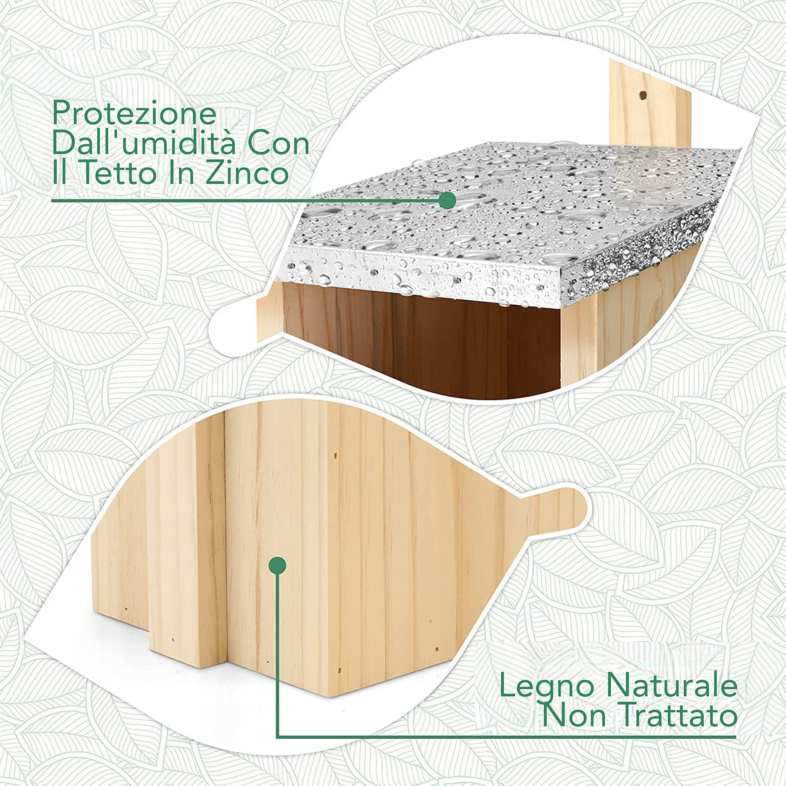 WILDLIFE FRIEND I Casetta per uccellini da esterno - Casetta Uccelli in Legno Massello con Tetto in Metallo - ideale per allevatori di pettirossi e altre specie - Uso per tutto l'anno