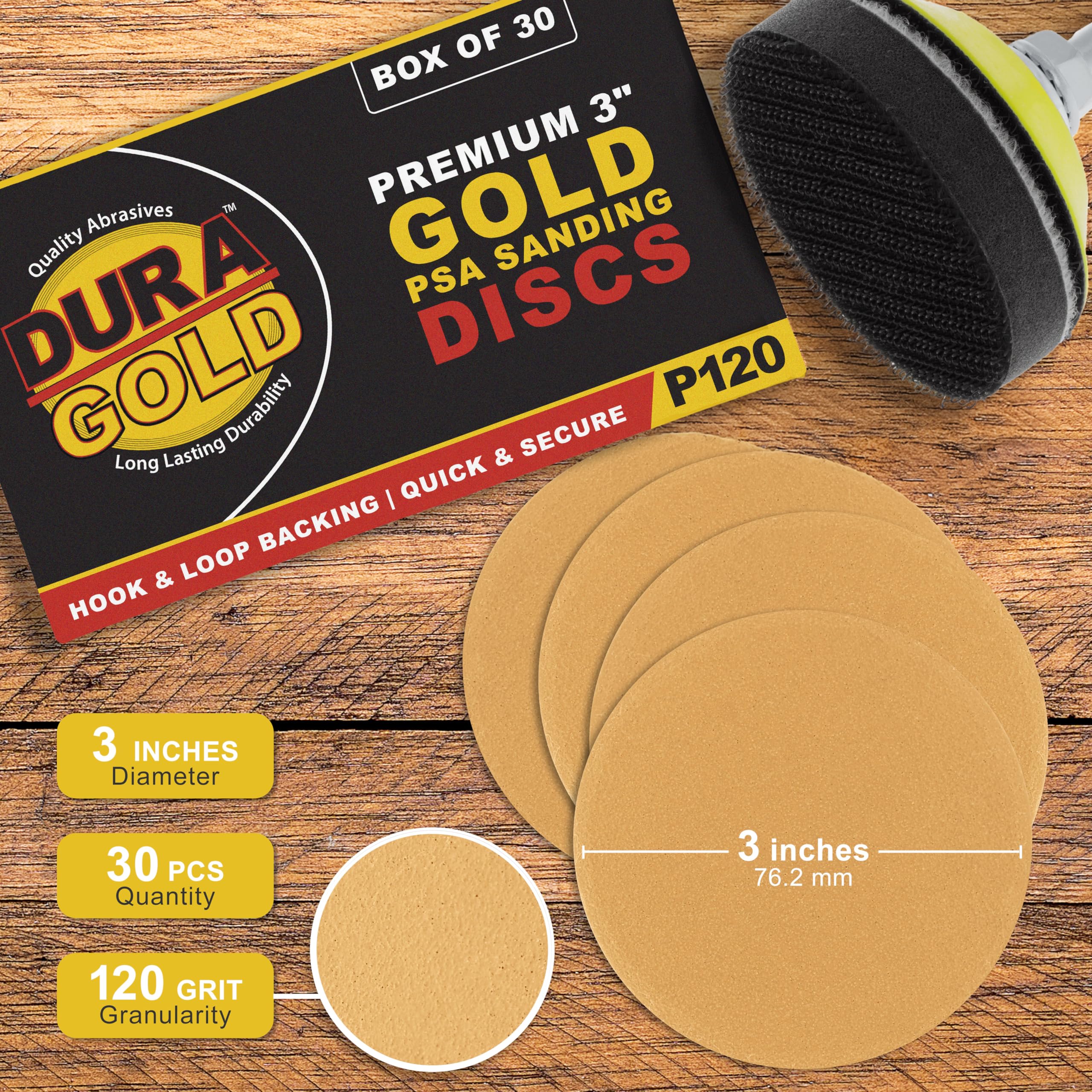 Dura-Gold Sanding Discs - 30 Pack, 120 Grit -2