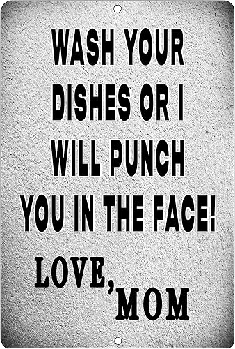 Rogue River Tactical Divertido letrero de metal para cocina, 12 x 8 pulgadas, decoración de pared para el hogar, con texto en inglés "Bar Wash Your