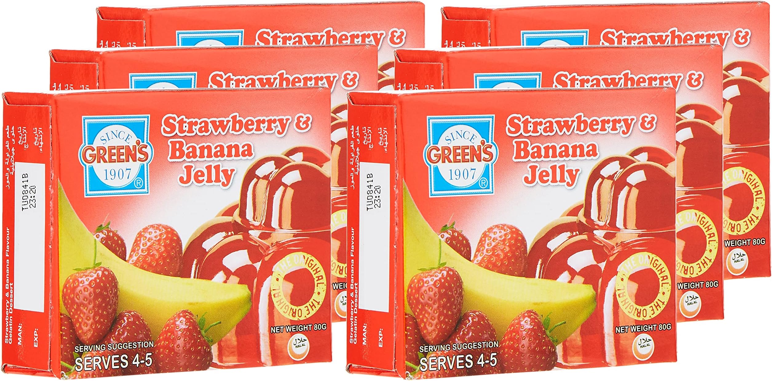 Green's Jelly Strawberry & Banana Pack Of 12Pcs 80G