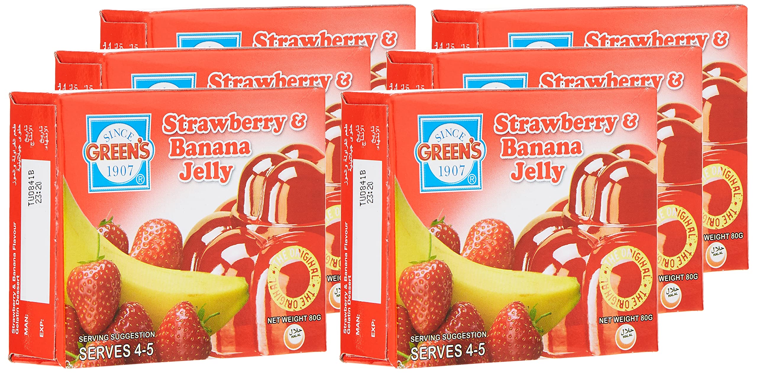 Green's Jelly Strawberry & Banana Pack Of 12Pcs 80G