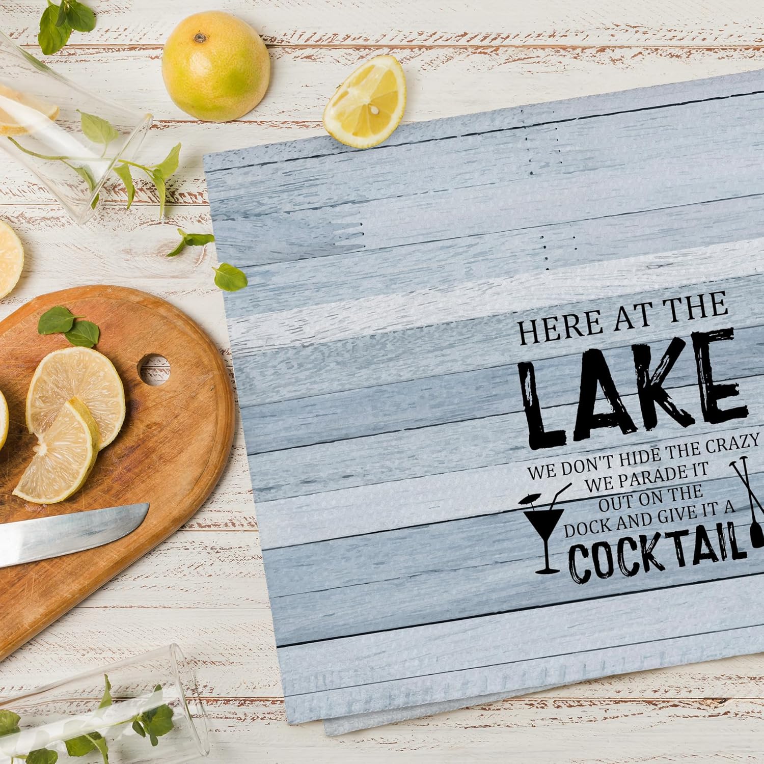 Rustic Lake Kitchen Towels Set of 2, Memories Made at The Lake Hand Towels Gifts for Bathroom, Lake House Decorative Tea Dish Towels for Kitchen Decor 16x24in - Image 6