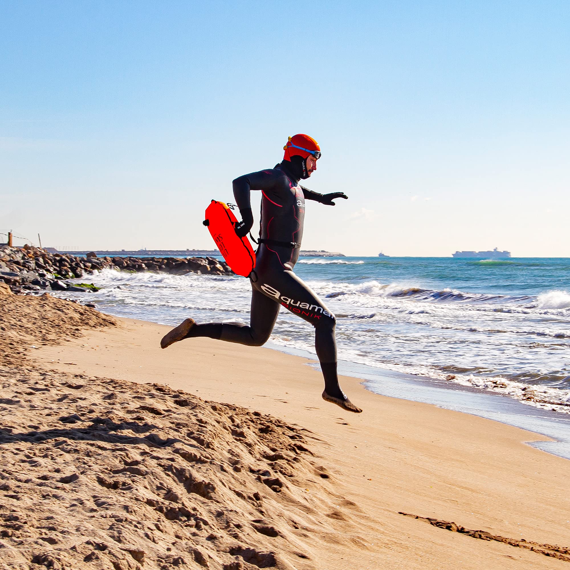 Boa per Nuoto in acque libere 10 L per Traversate e Competizioni. Finitura in Nylon, Ultra Leggera e Resistente, con Manici e Cintura Regolabile.