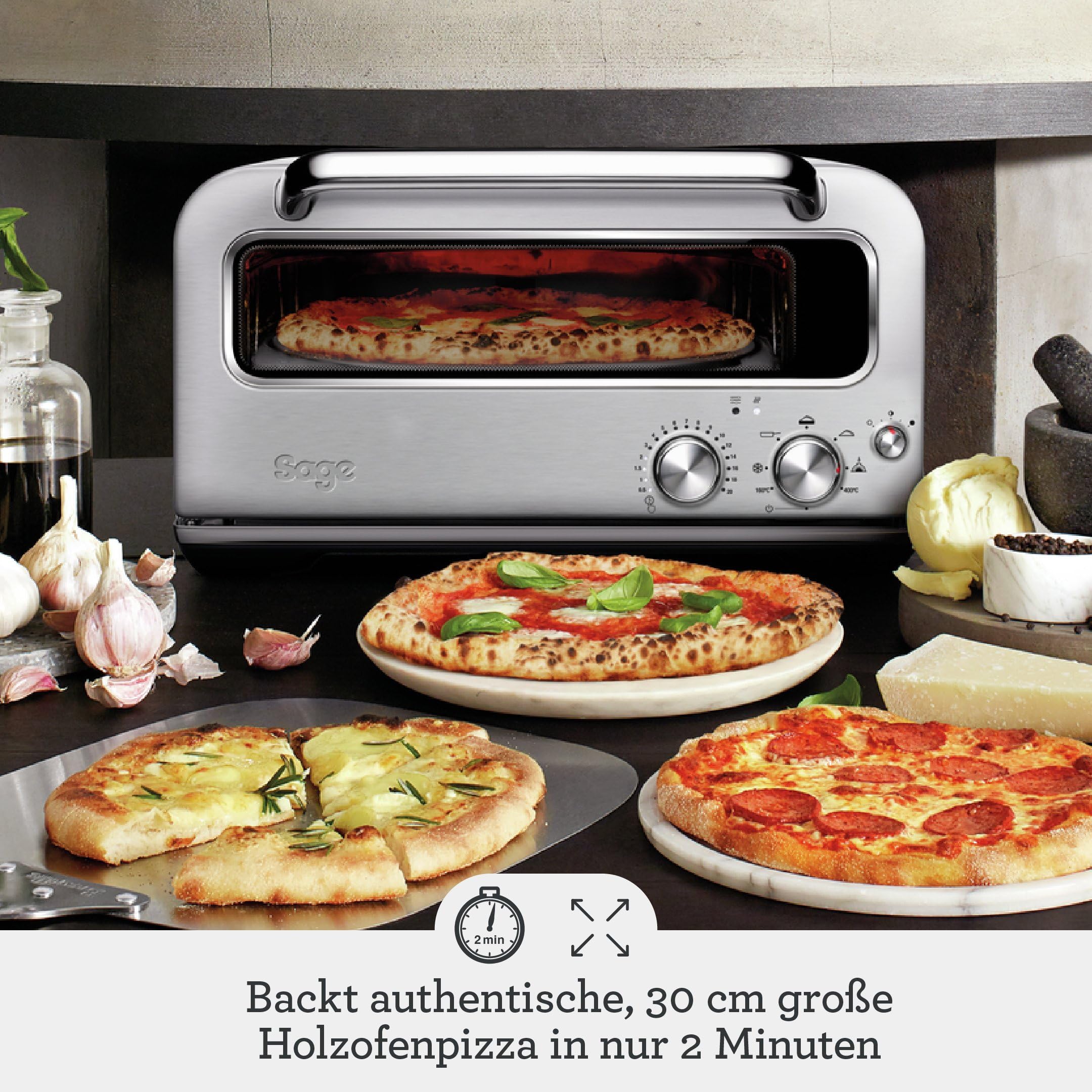 Sage The Smart Oven Pizzaiolo, Gebürsteter Edelstahl