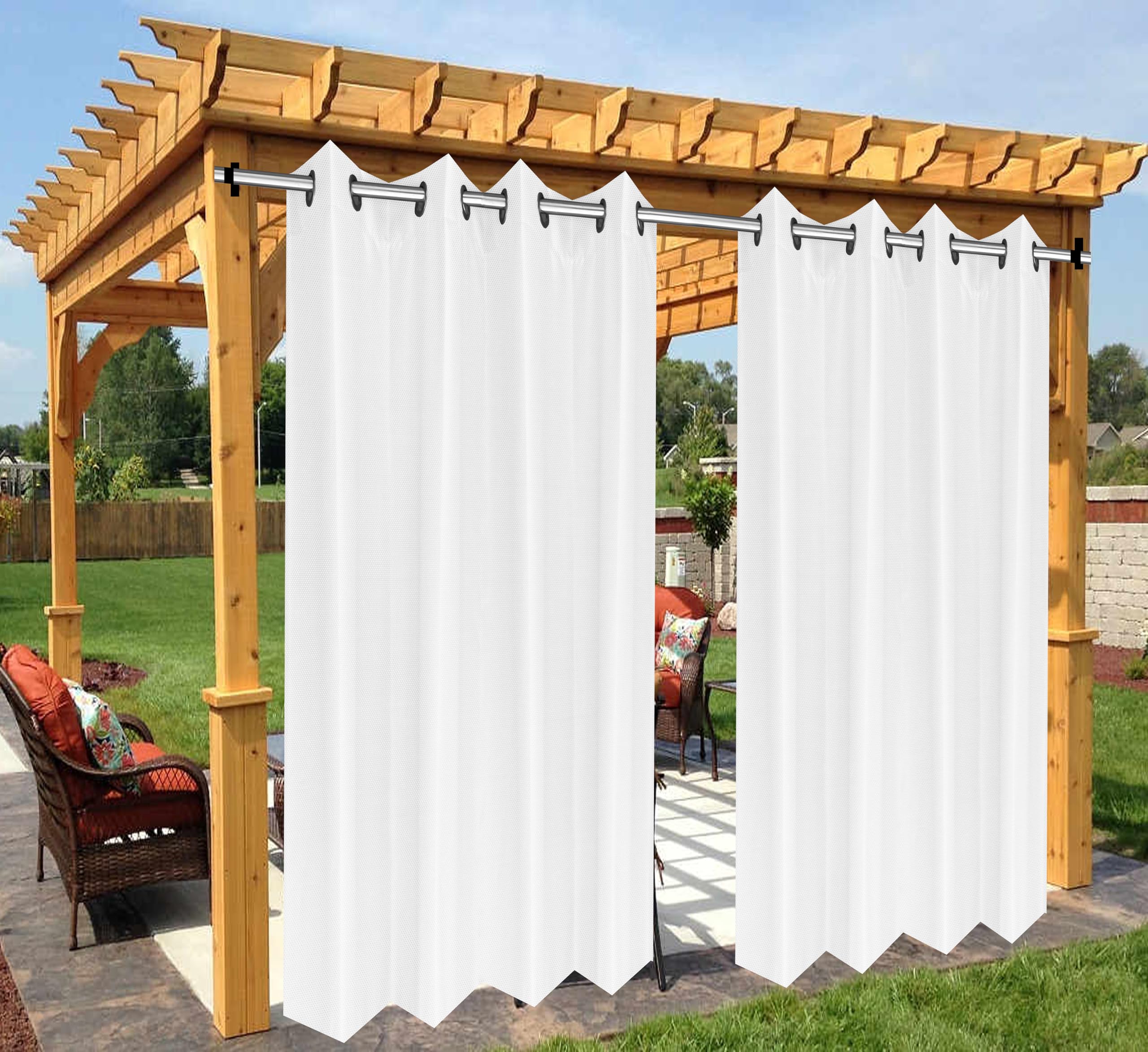 Polyester 300GSM Fabric Waterproof Sun Rain & Vision Blockage Curtains(White 4.5 X 7.5 Feet,Pack of 2) with Top Style Rust Proof Eyelet Used for Door,Balcony,Outdoor & Indoor Area-image-27
