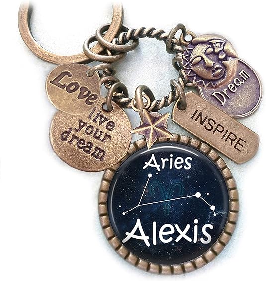 Aries Constellation Backpack-Purse Clip, Key Chain or Necklace, Custom Name, Late March or April Birthday, Live Your Dream, Inspire, Zodiac, Astrology, Birth Sign Gift