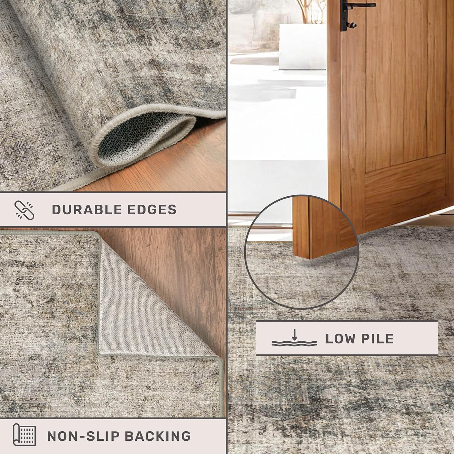 Modern Runner Rugs for Hallway 2x6, Medallion Abstract Runners for Kitchen Floor, Entryway, Washable Non Slip with Rubber Backing, Low Pile Stain Resistant Carpet (Taupe Brown) - Image 4