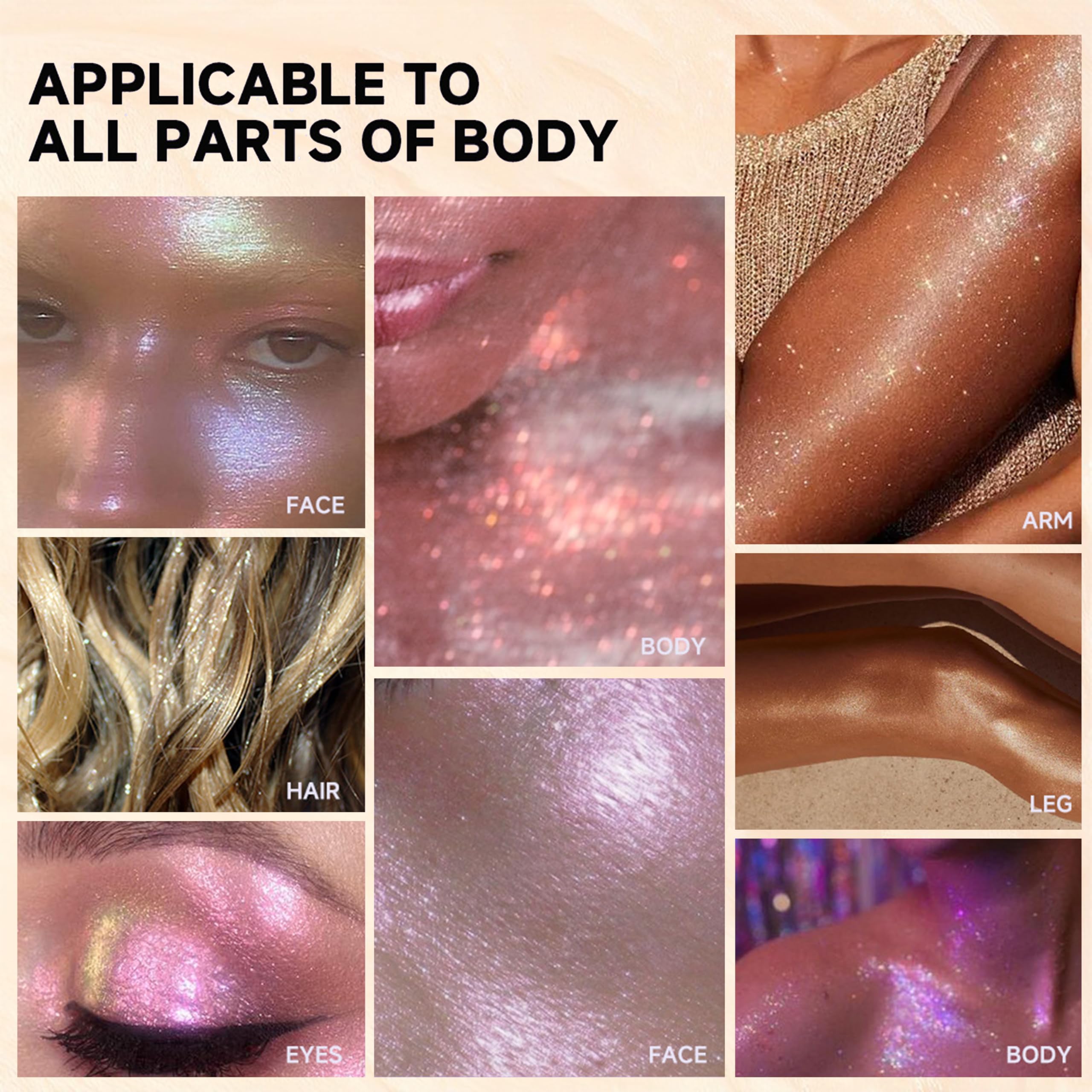 Glow Body Glitter Impermeabile Brillantini Brillantini Glitter Spray Per Viso Capelli E Corpo, Nebbia Ultra Fine Copertura Uniforme, Festival Brillante Trucco Brillante