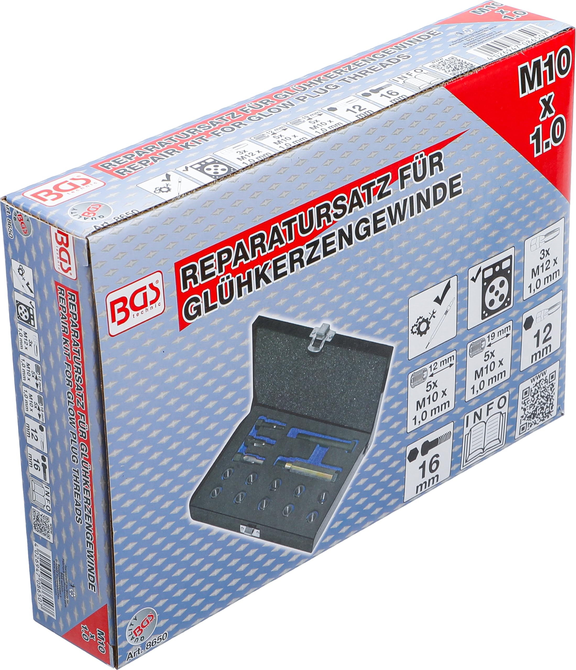 BGS 8650 | Kit di riparazione per filetti sedi candelette | M10 x 1,0
