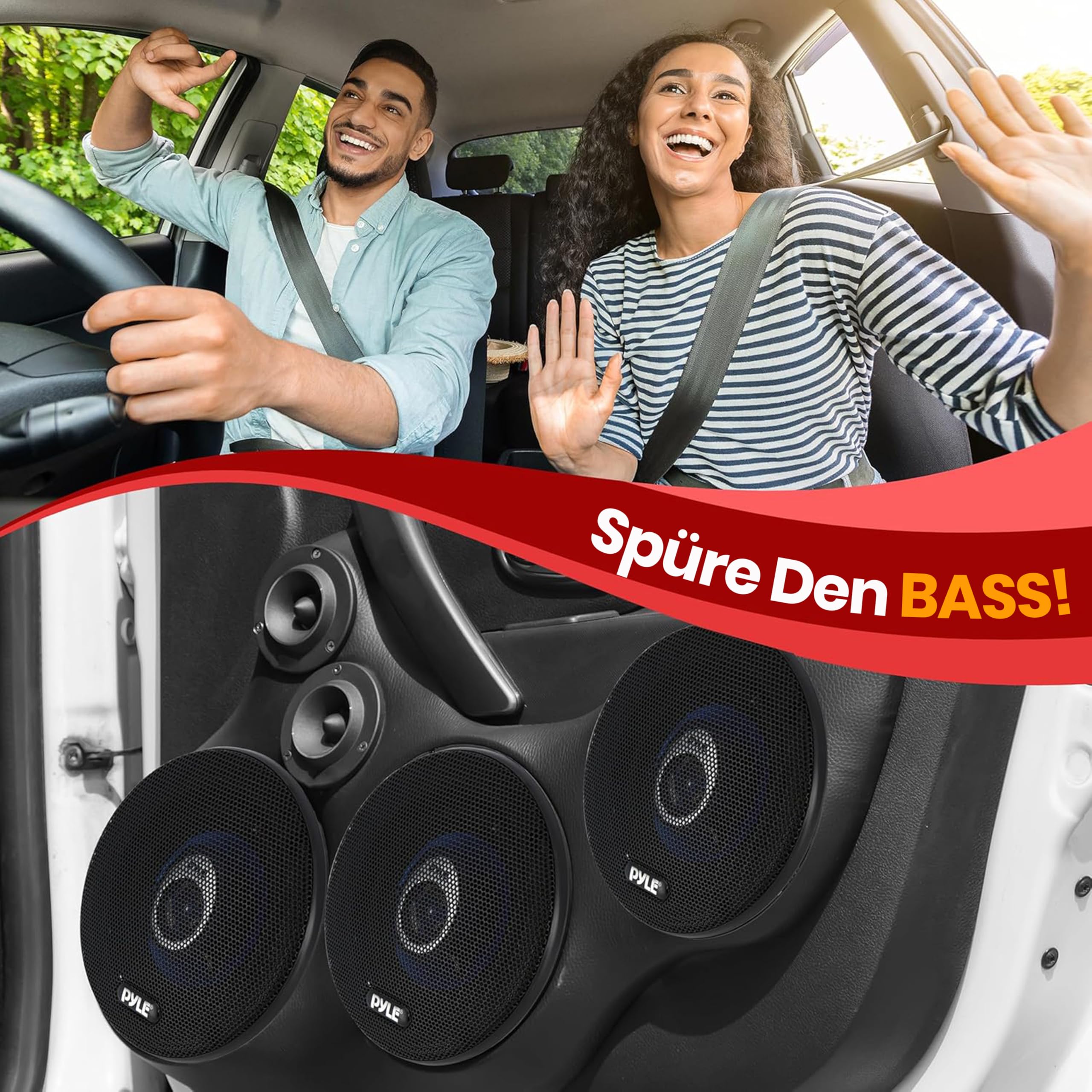 Pyle Auto Lautsprecher 165mm 3 Wege Set 360W 6.5 Zoll - Einbaulautsprecher Set Kfz Lautsprecher mit Hochtöner Mitteltöner Car Hifi Klang klare Höhen kraftvoller Sound OEM Passform einfache Montage